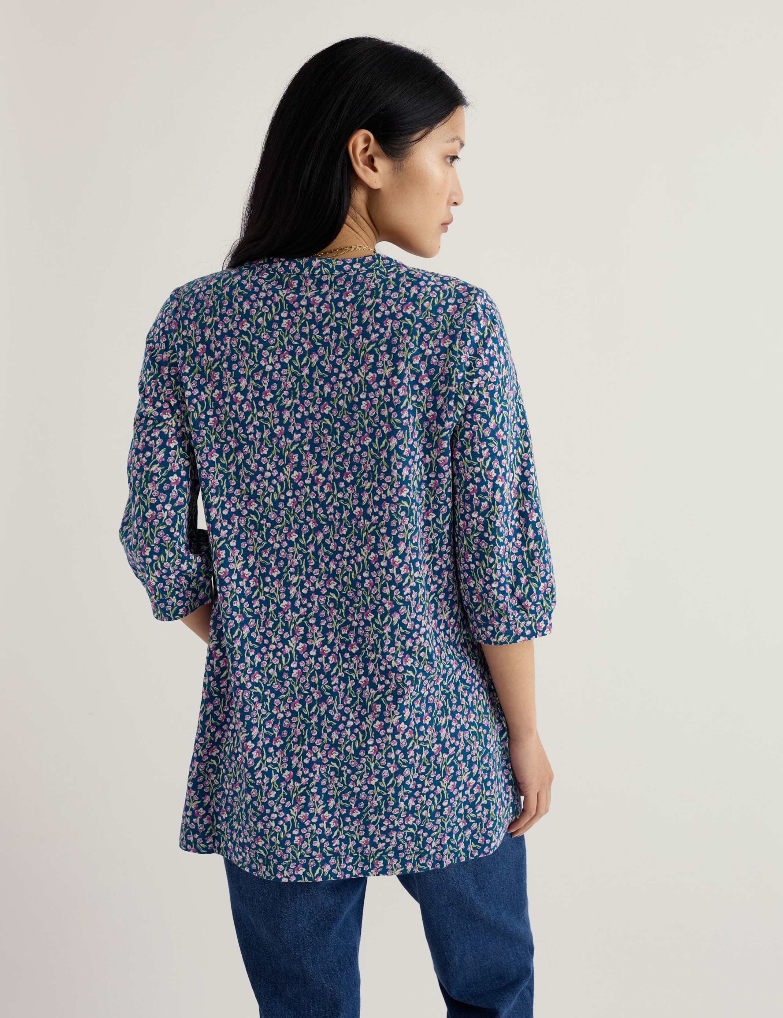 Pure Cotton Floral Relaxed Tunic 4 of 5