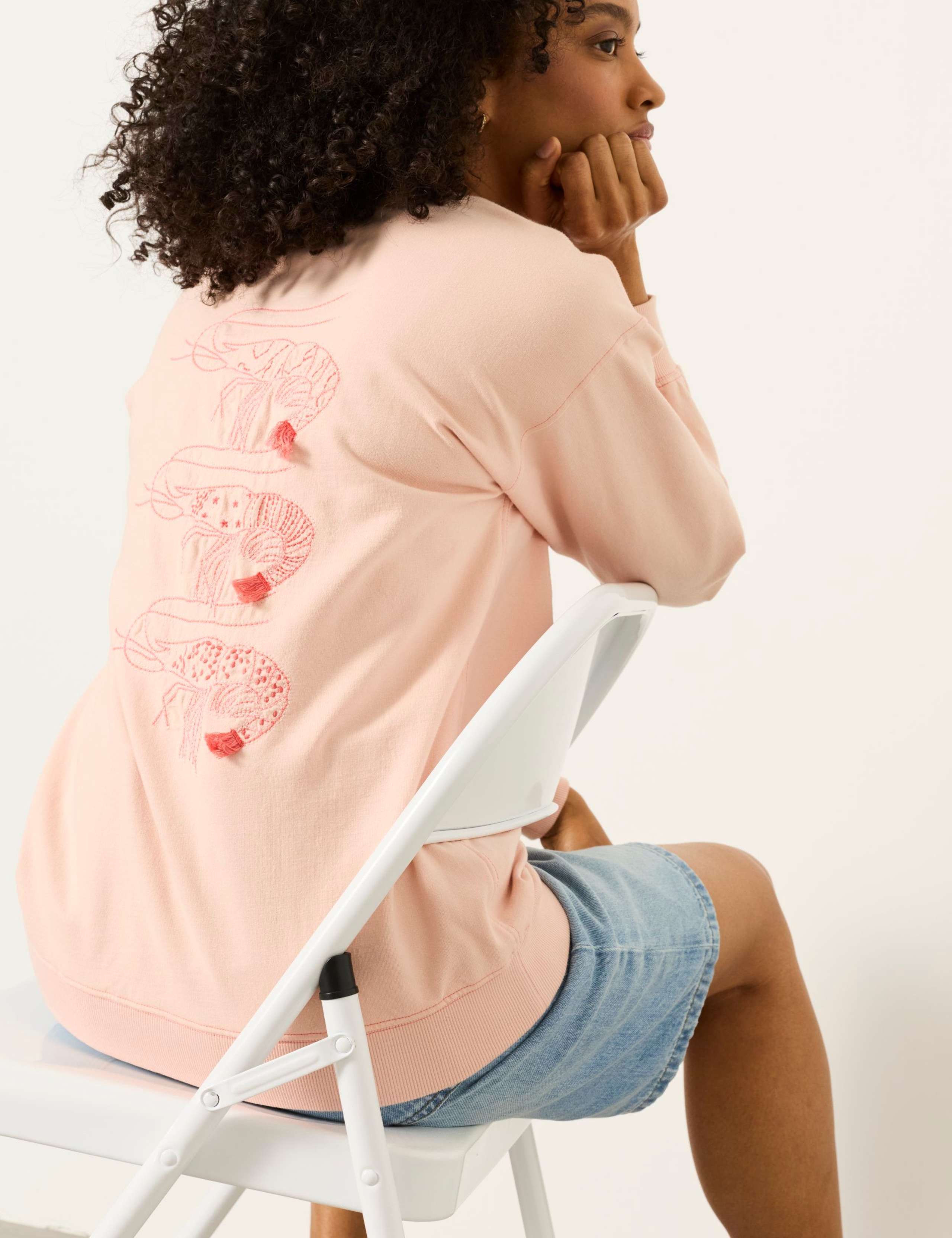 Pure Cotton Embroidered Sealife Sweatshirt 4 of 7