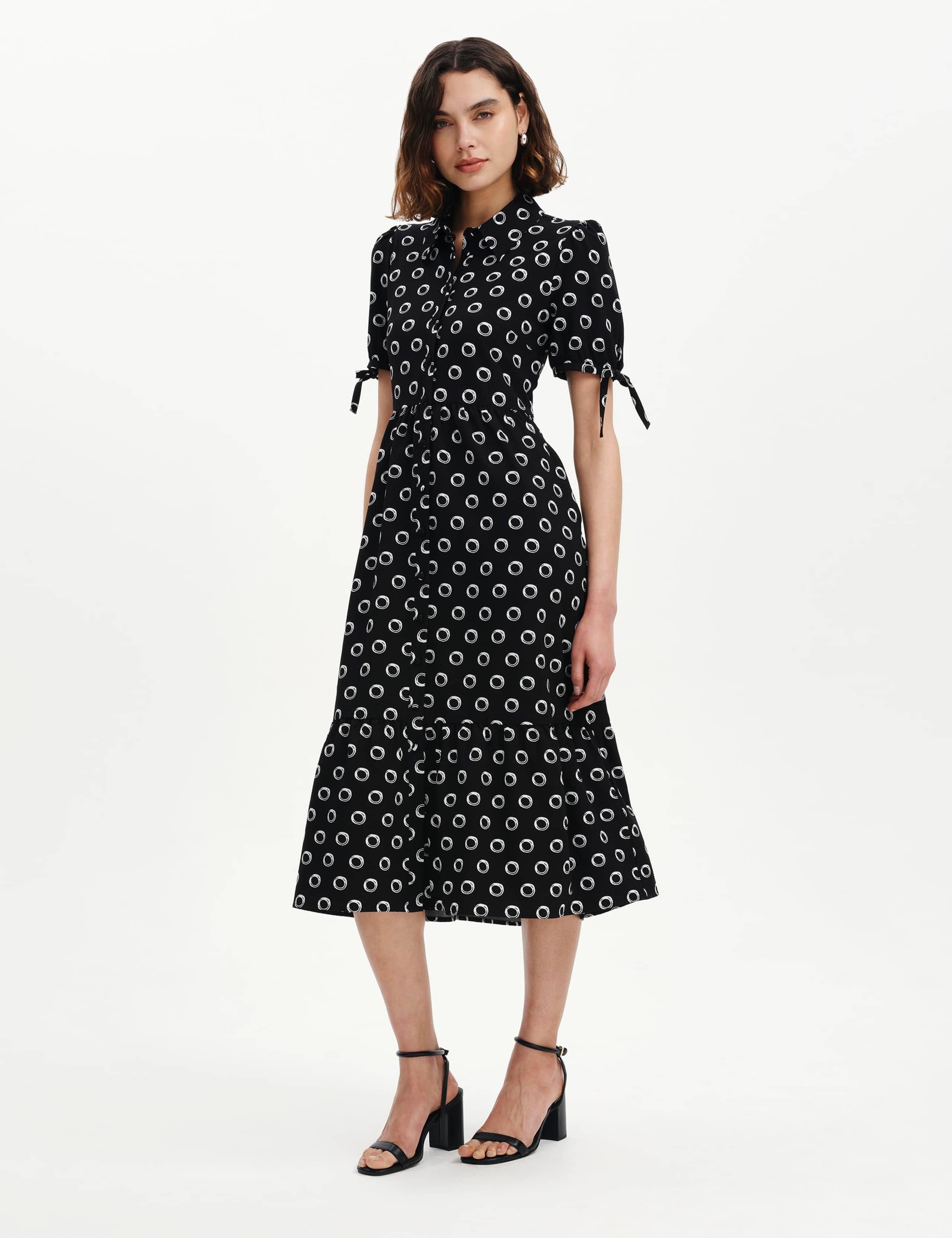 Printed Midi Tiered Shirt Dress 3 of 6