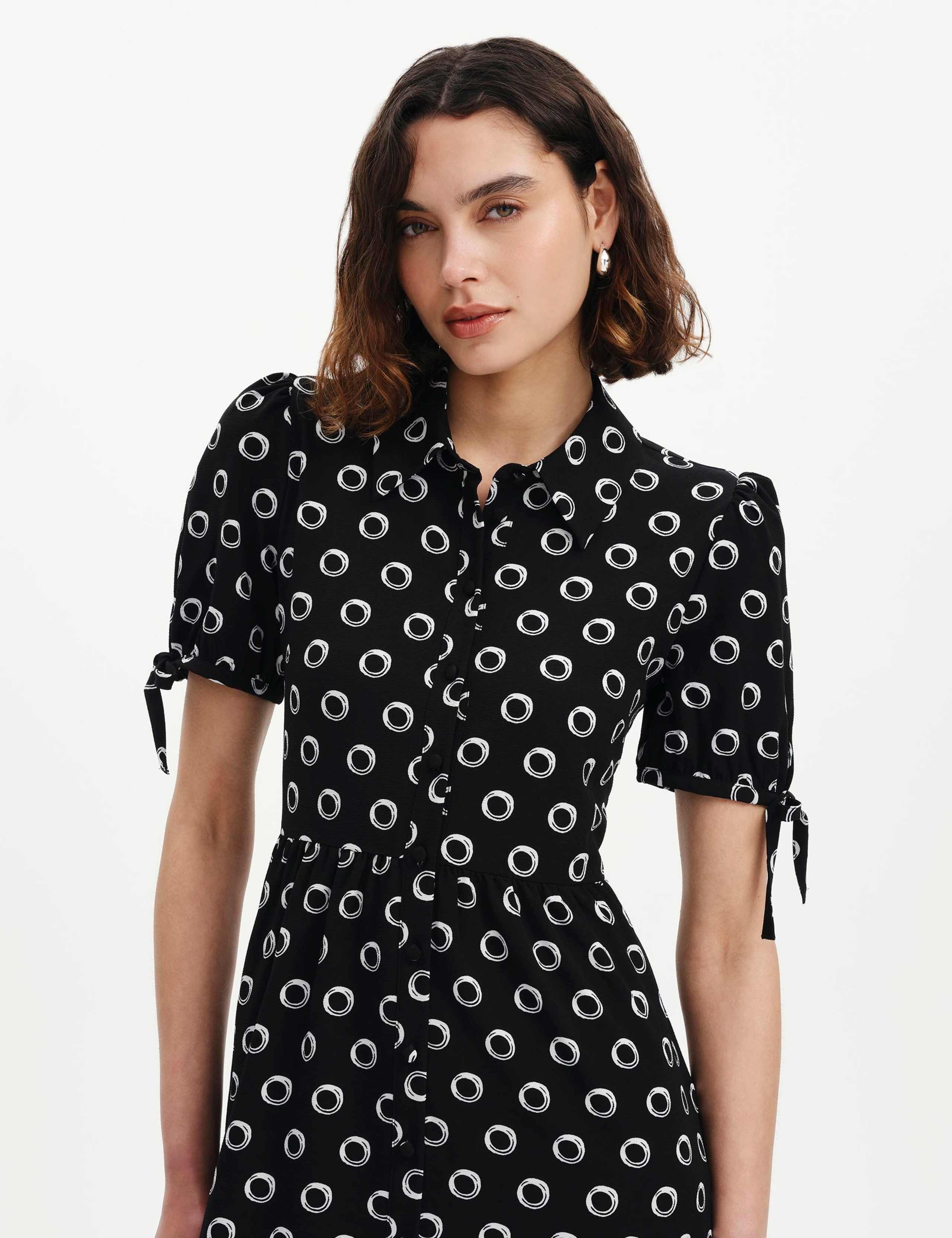 Printed Midi Tiered Shirt Dress 4 of 6