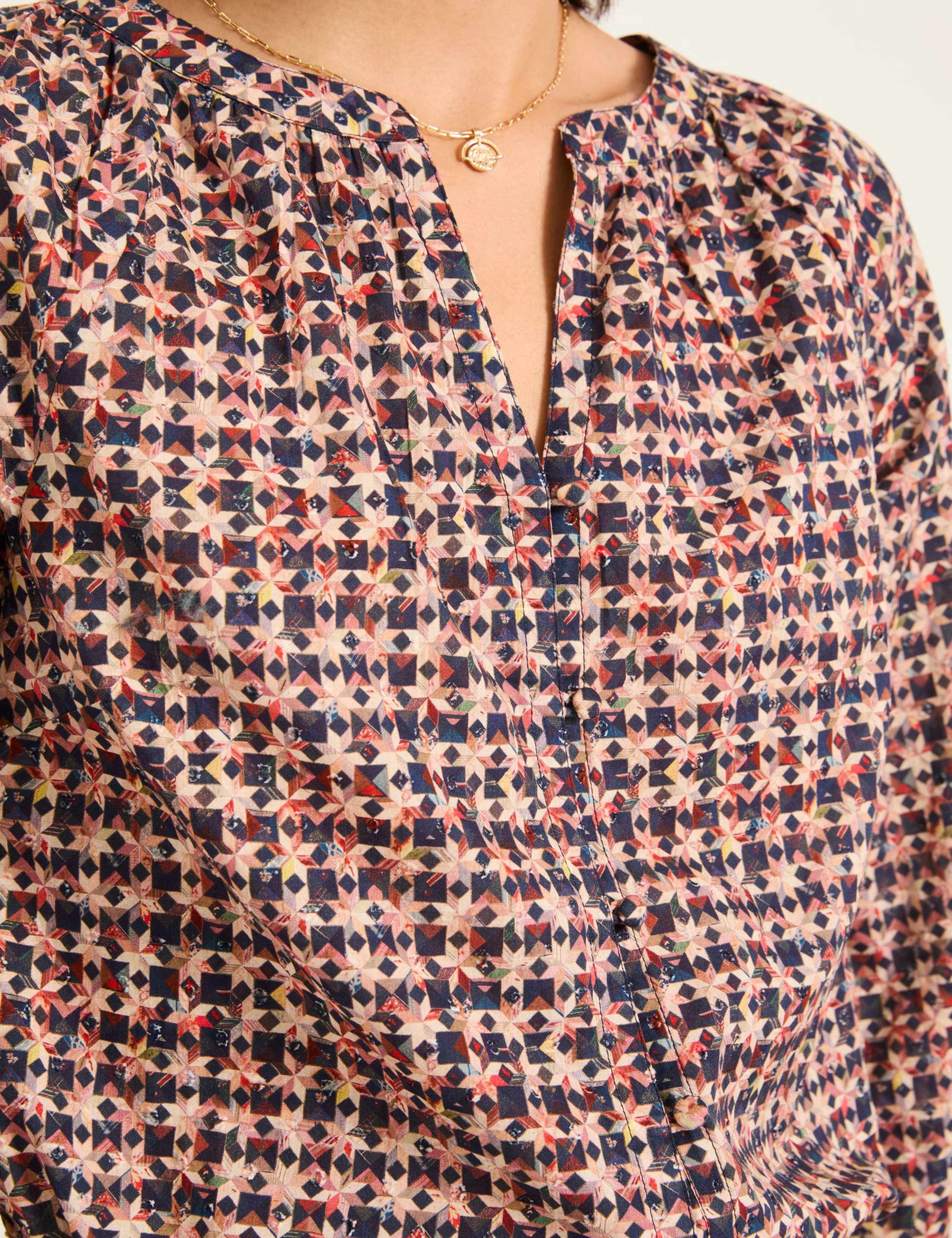 Pure Cotton Printed V-Neck Blouse 5 of 5
