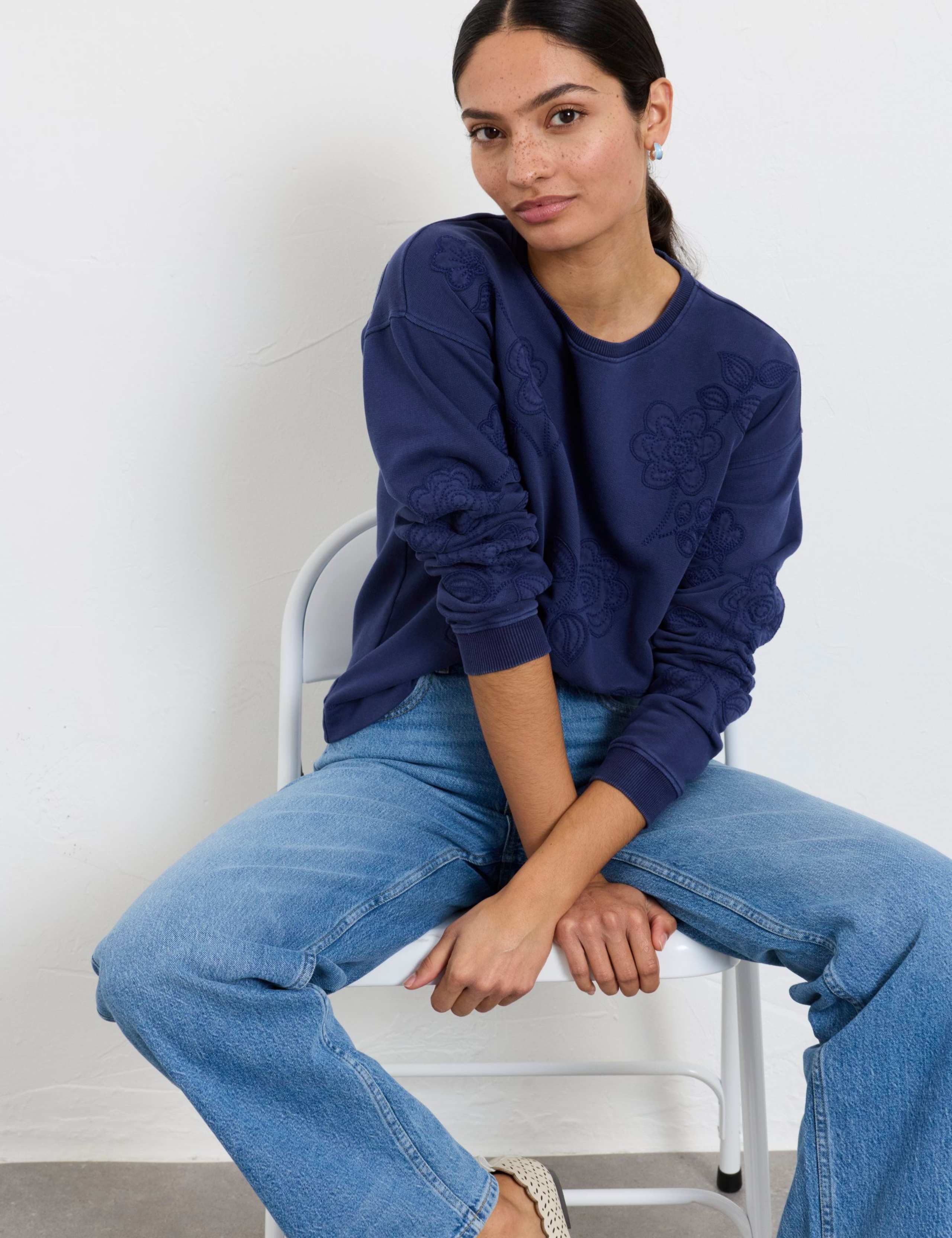 Pure Cotton Floral Applique Sweatshirt 1 of 6