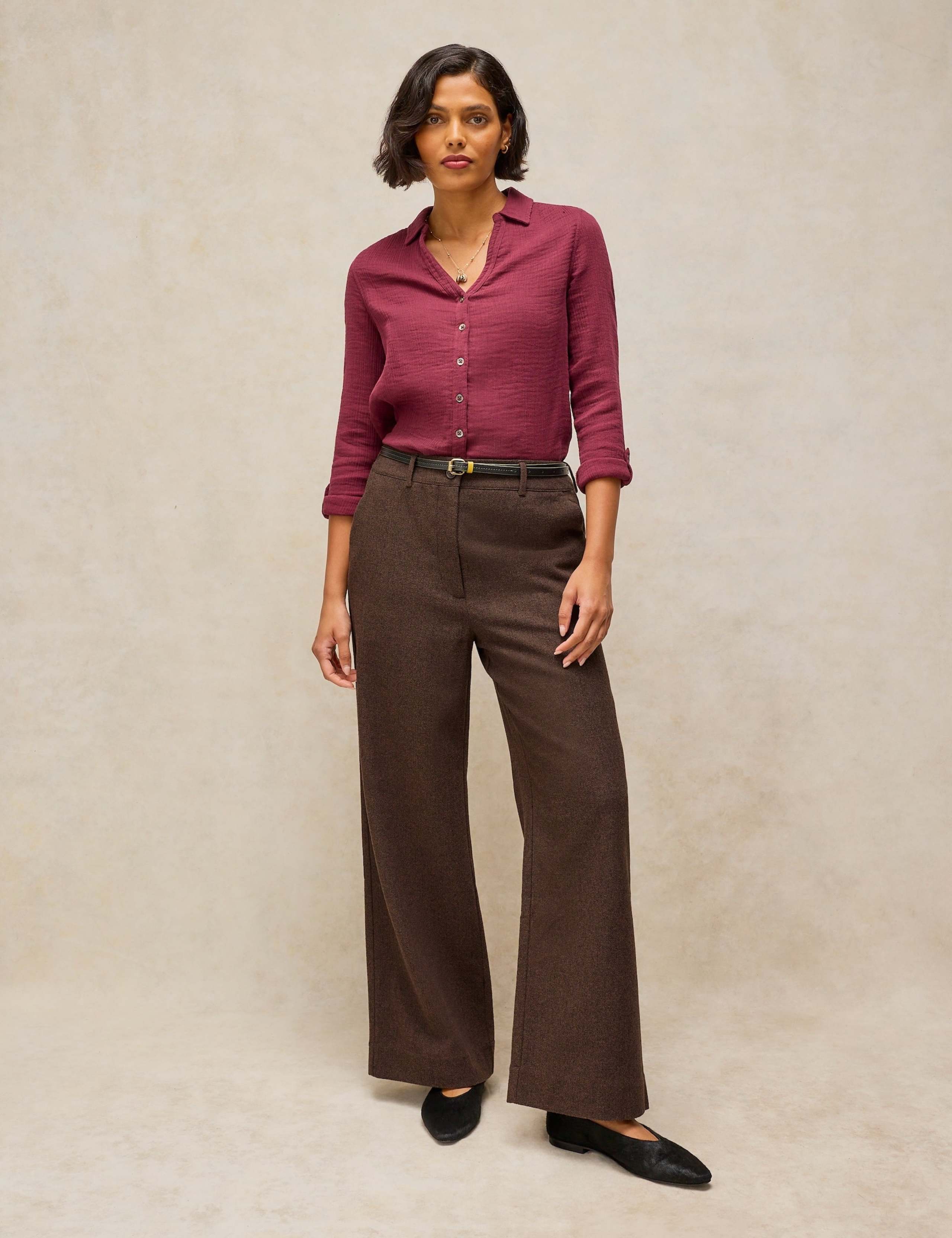 Tweed Wide Leg Trousers with Wool 3 of 6
