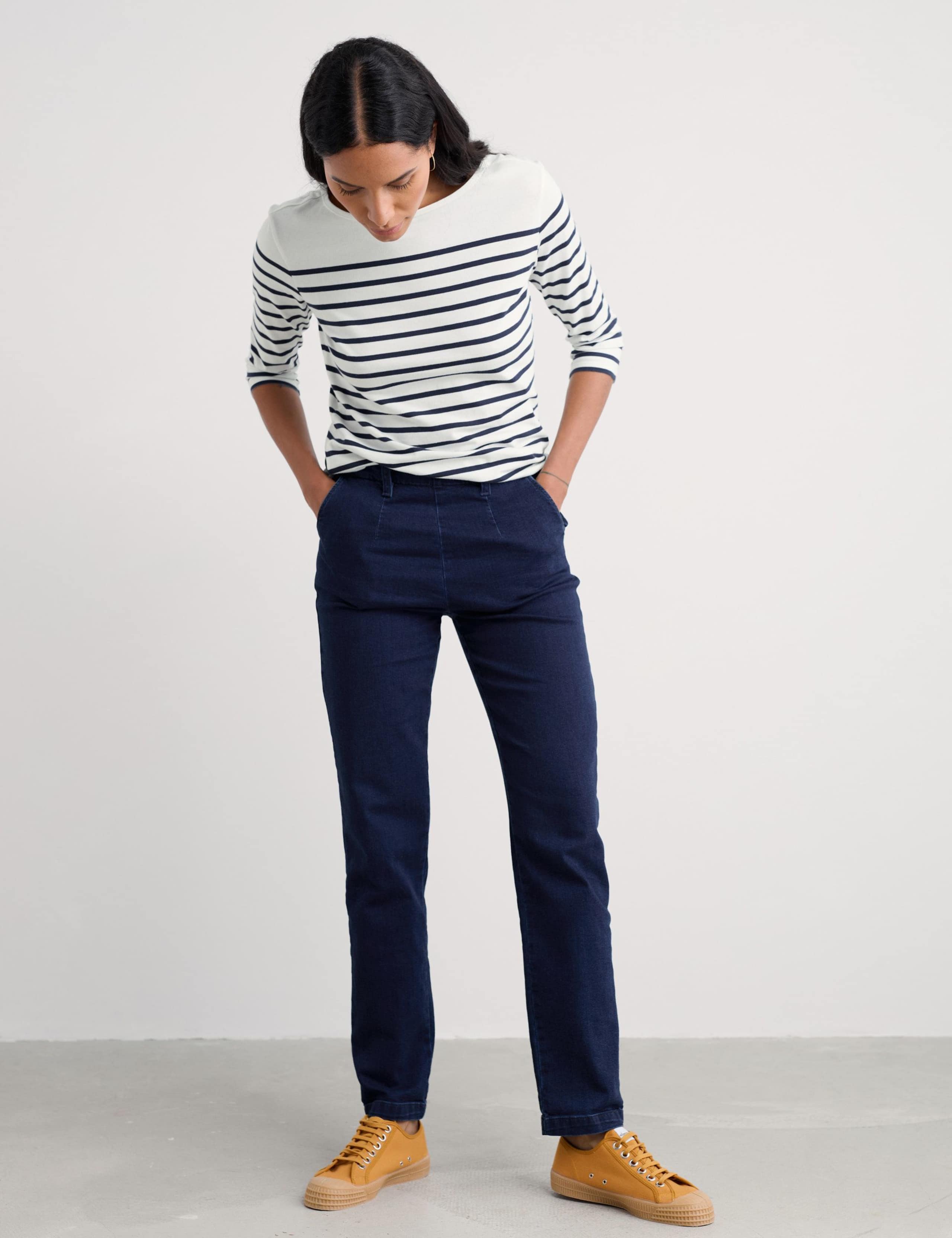 Cotton Rich Tapered Ankle Grazer Trousers 1 of 5