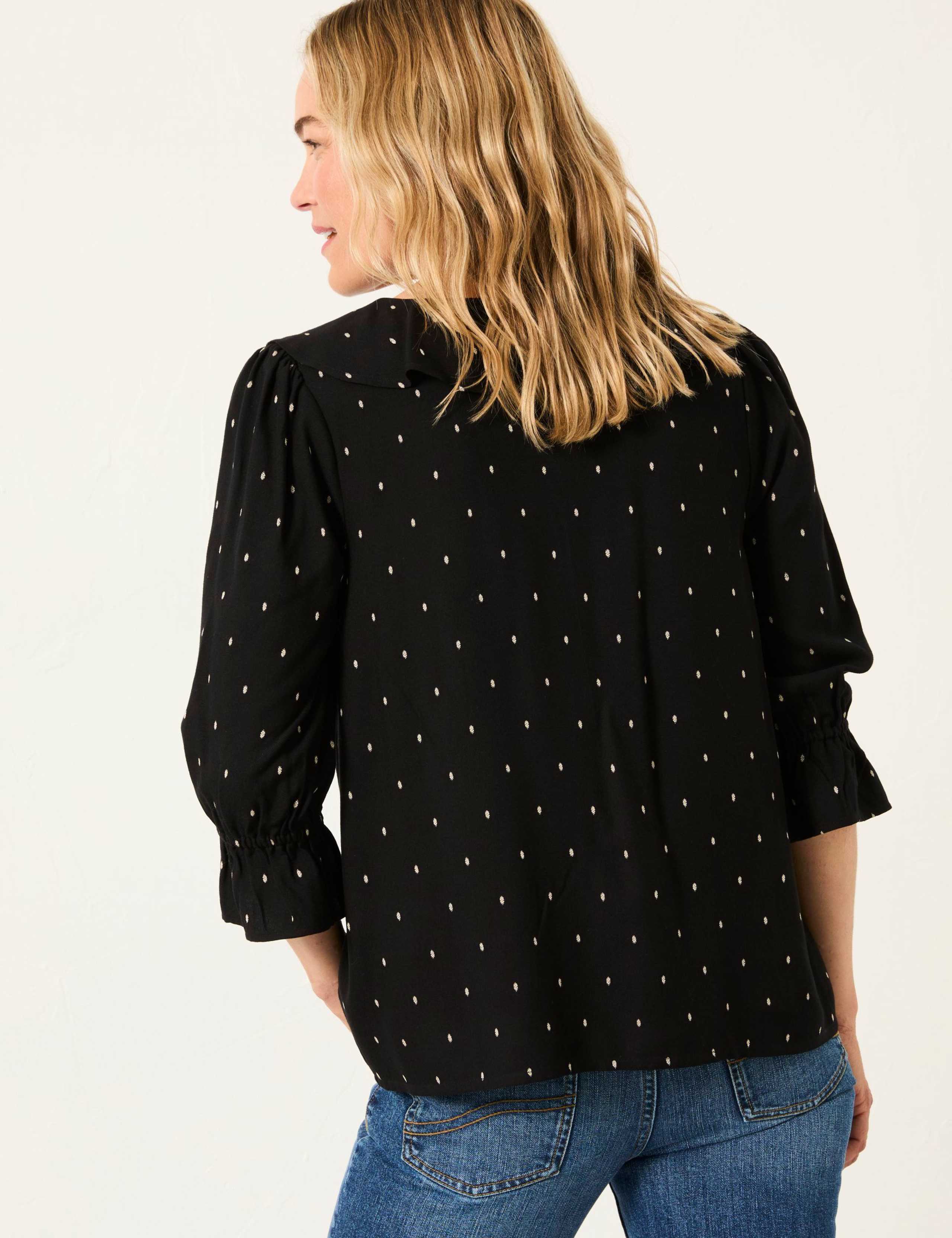 Printed V-Neck Button Through Blouse 3 of 5