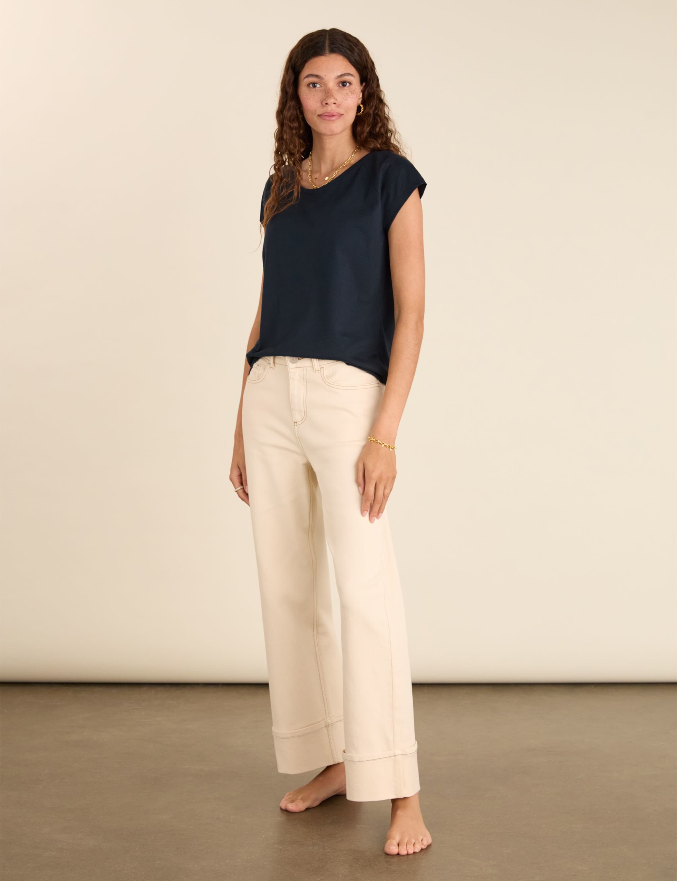 Mid Rise Straight Leg Turn Up Jeans 3 of 7