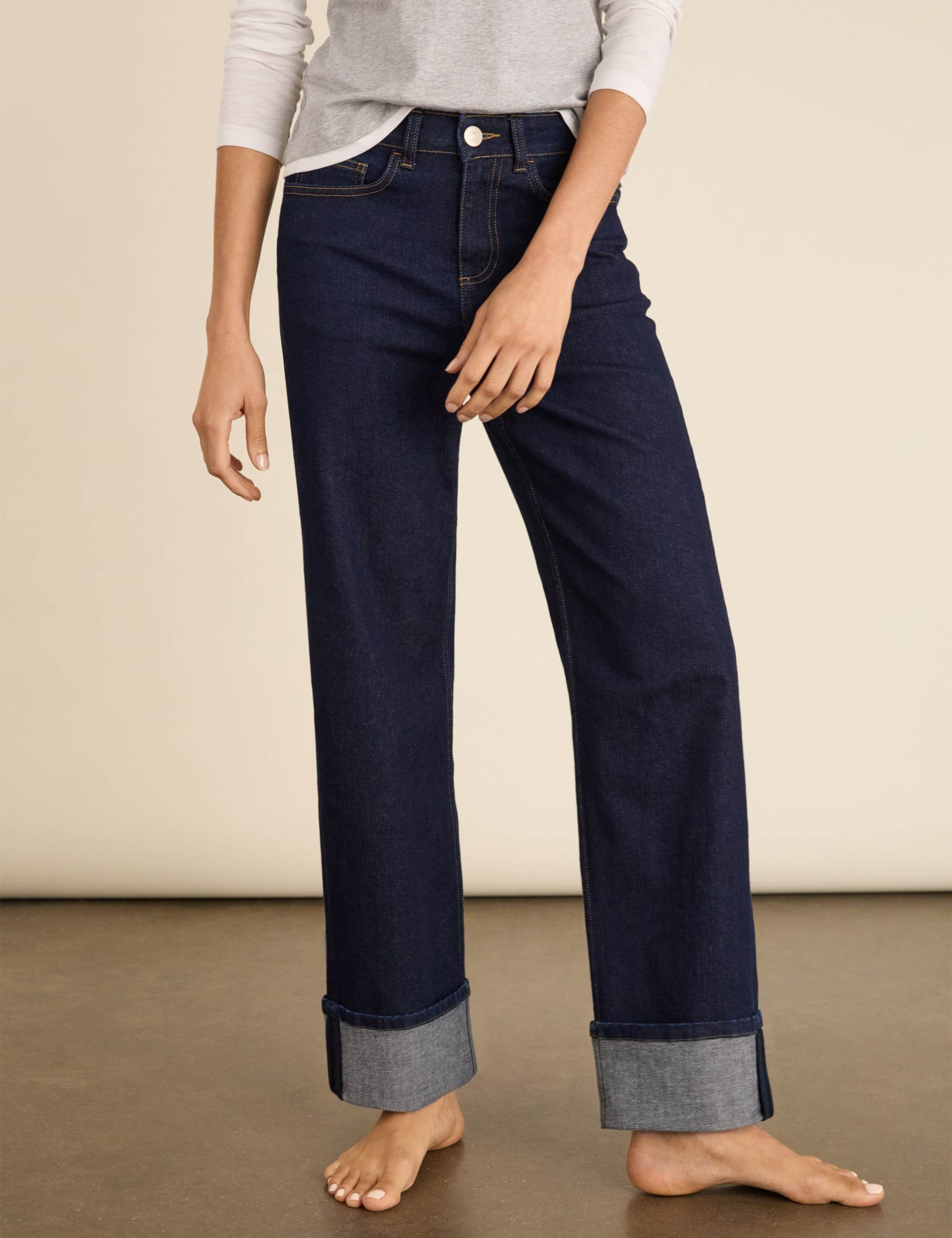 Mid Rise Straight Leg Turn Up Jeans 6 of 7