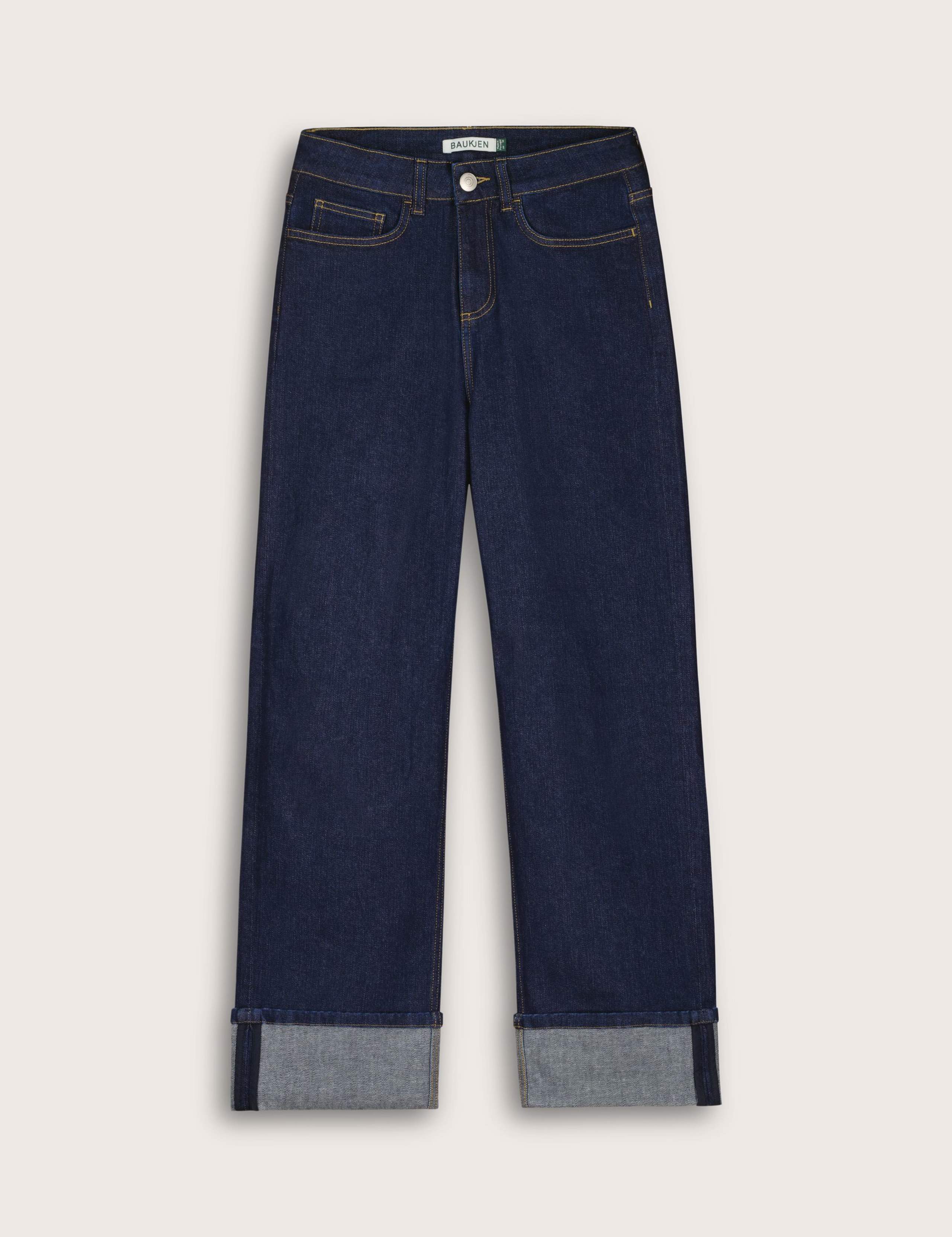 Mid Rise Straight Leg Turn Up Jeans 2 of 7