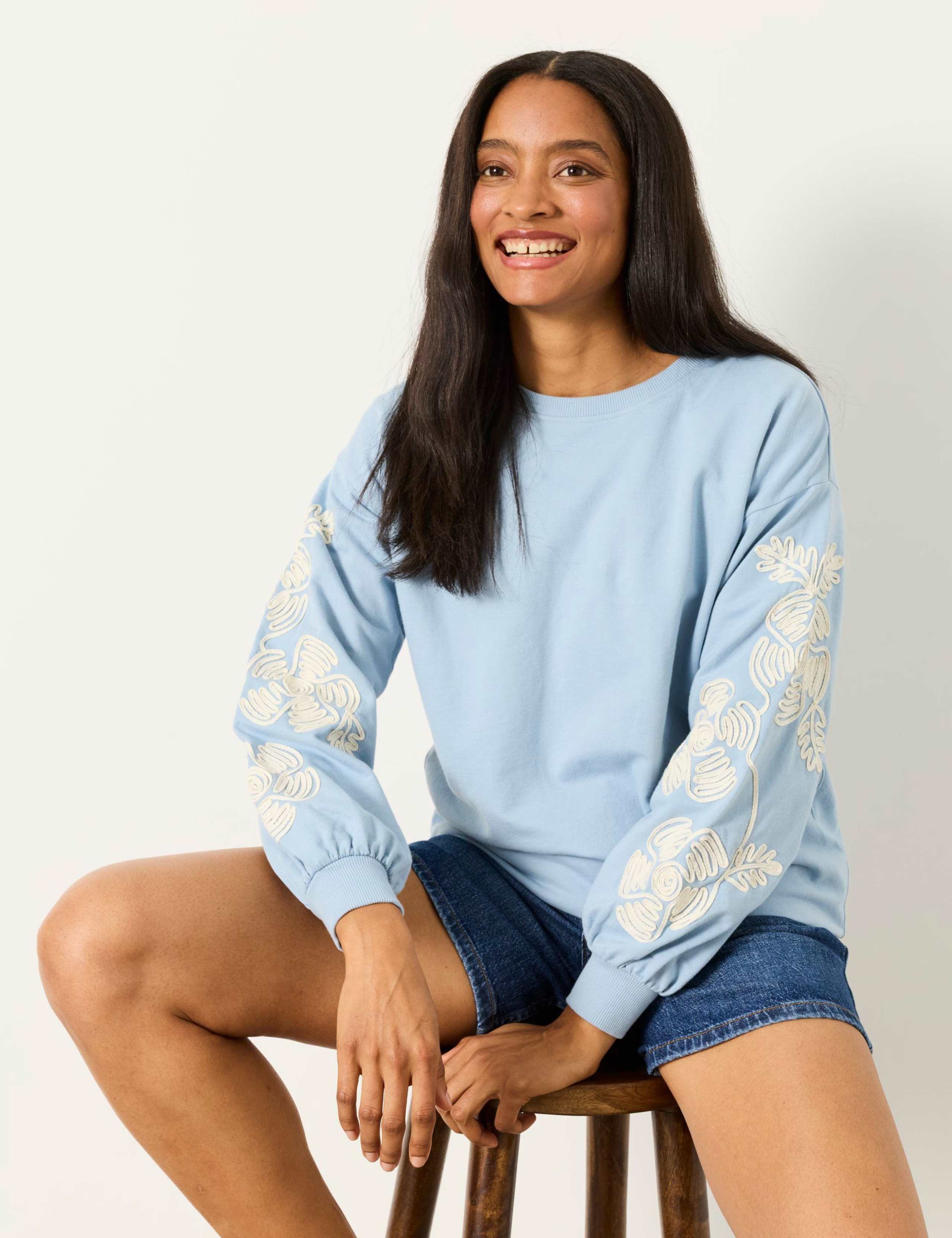 Pure Cotton Embroidered Sweatshirt 3 of 5
