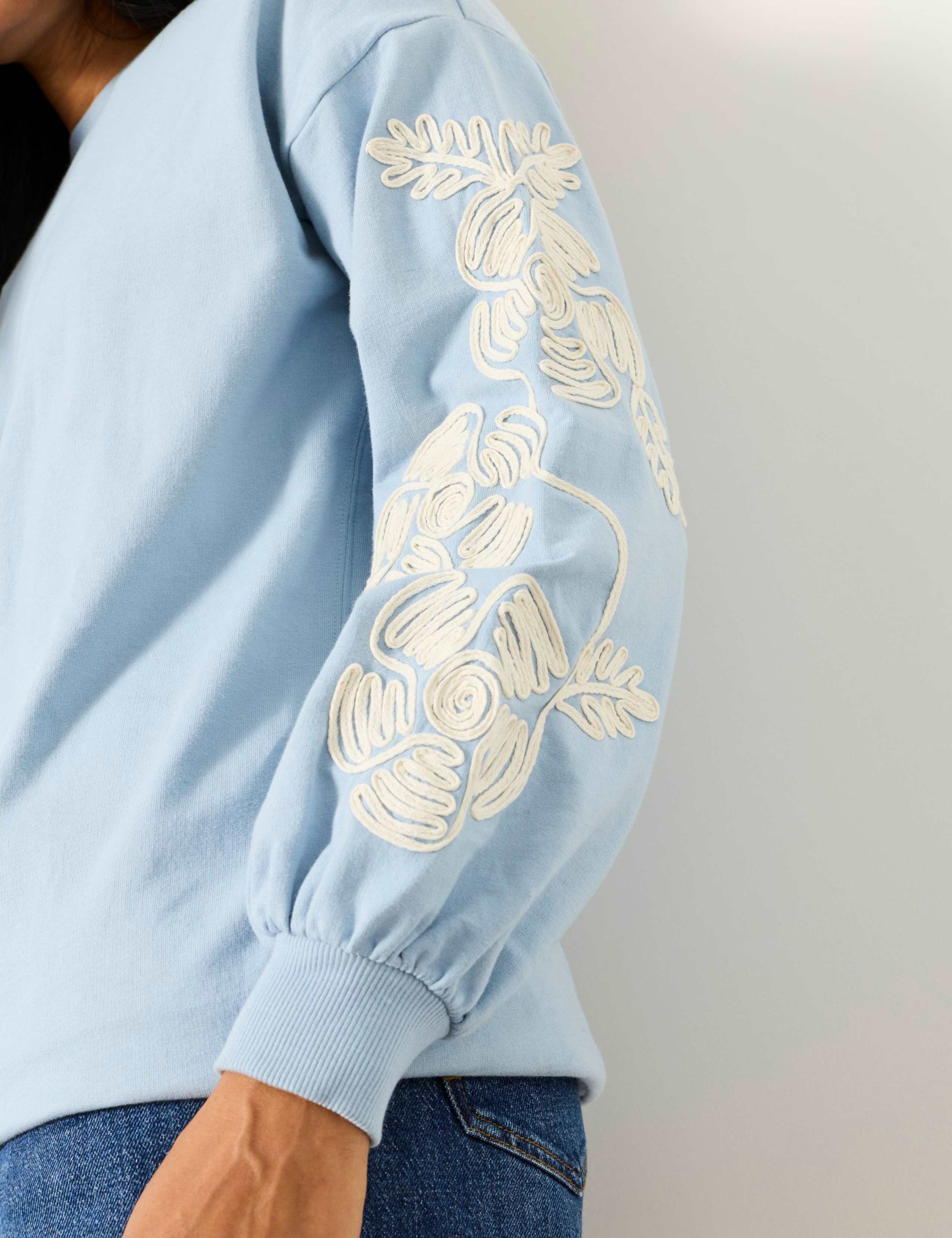 Pure Cotton Embroidered Sweatshirt 4 of 5