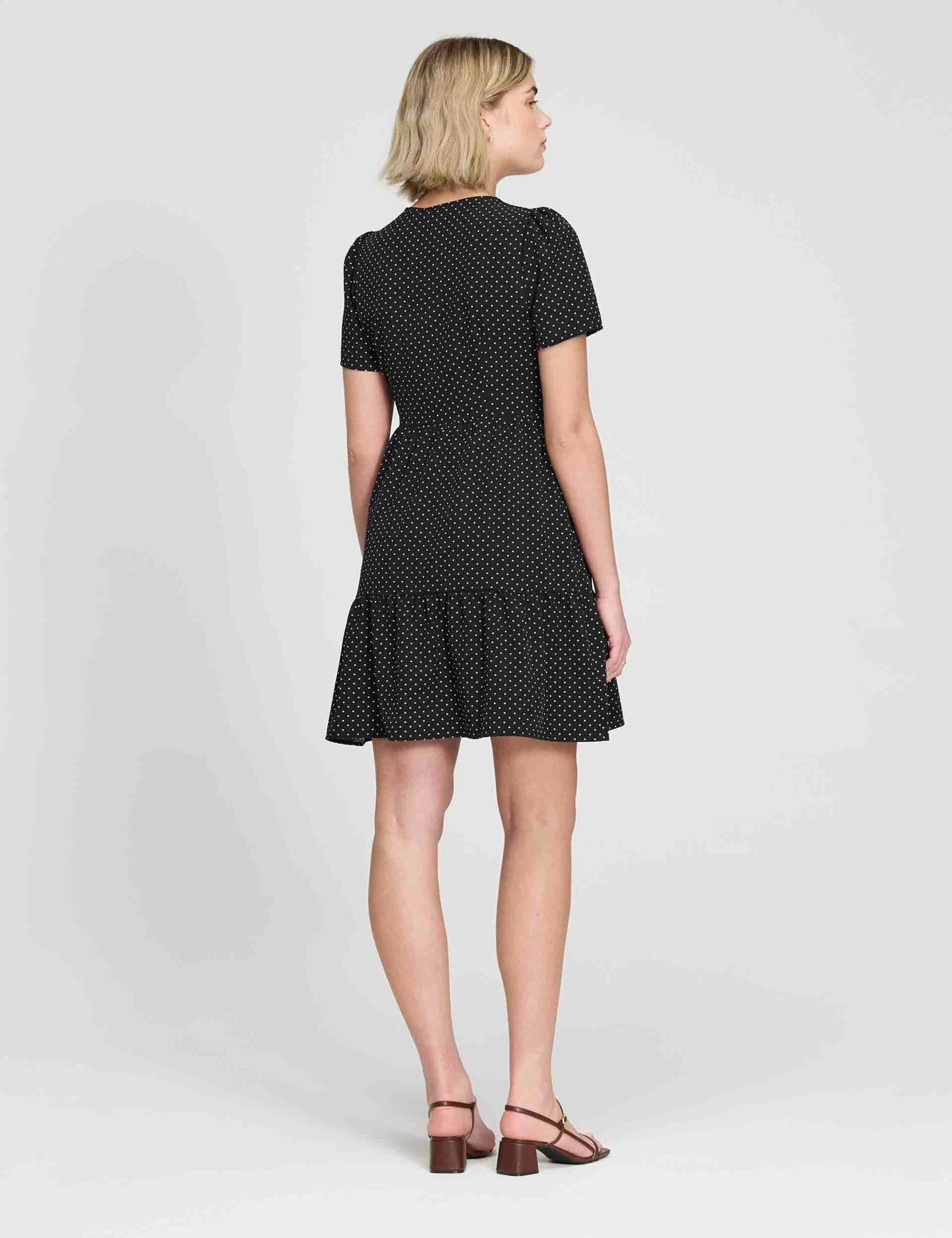 Polka Dot Tie Front Tiered Mini Dress 3 of 7