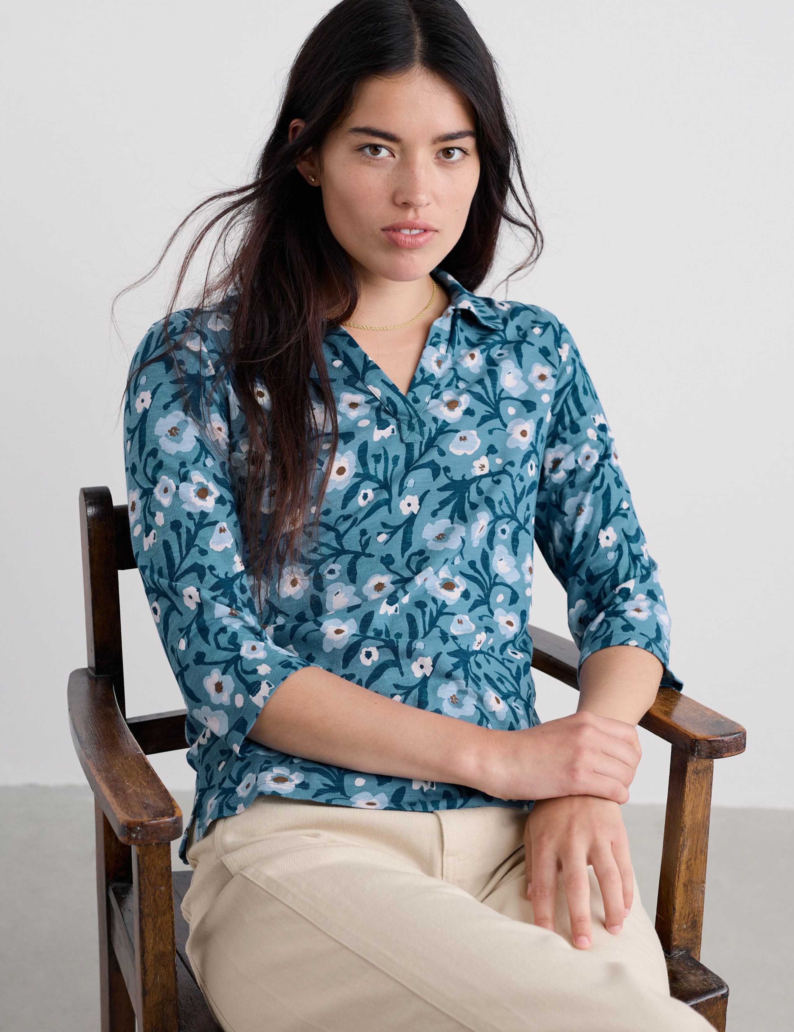 Pure Cotton Floral Collared Shirt 3 of 5