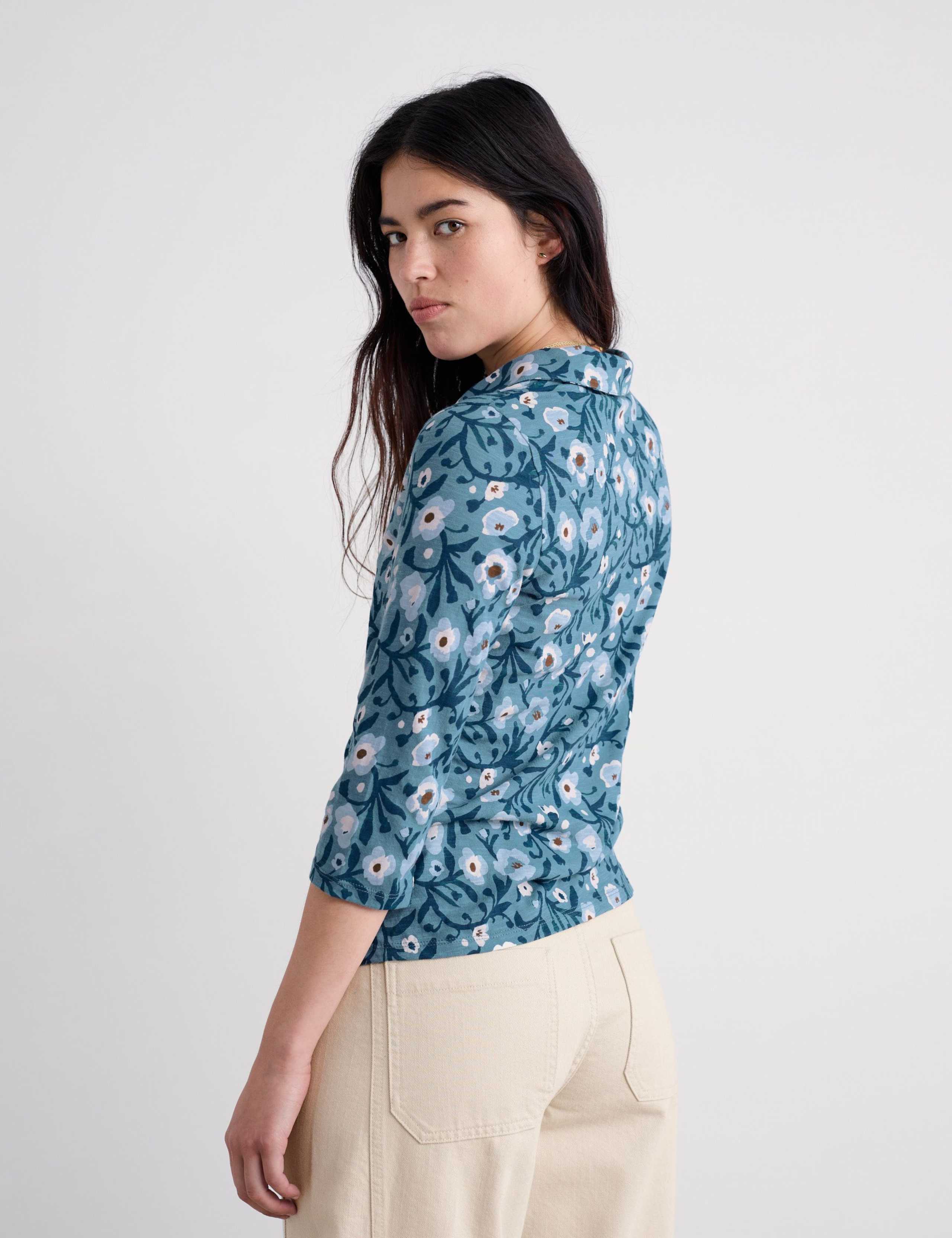 Pure Cotton Floral Collared Shirt 4 of 5