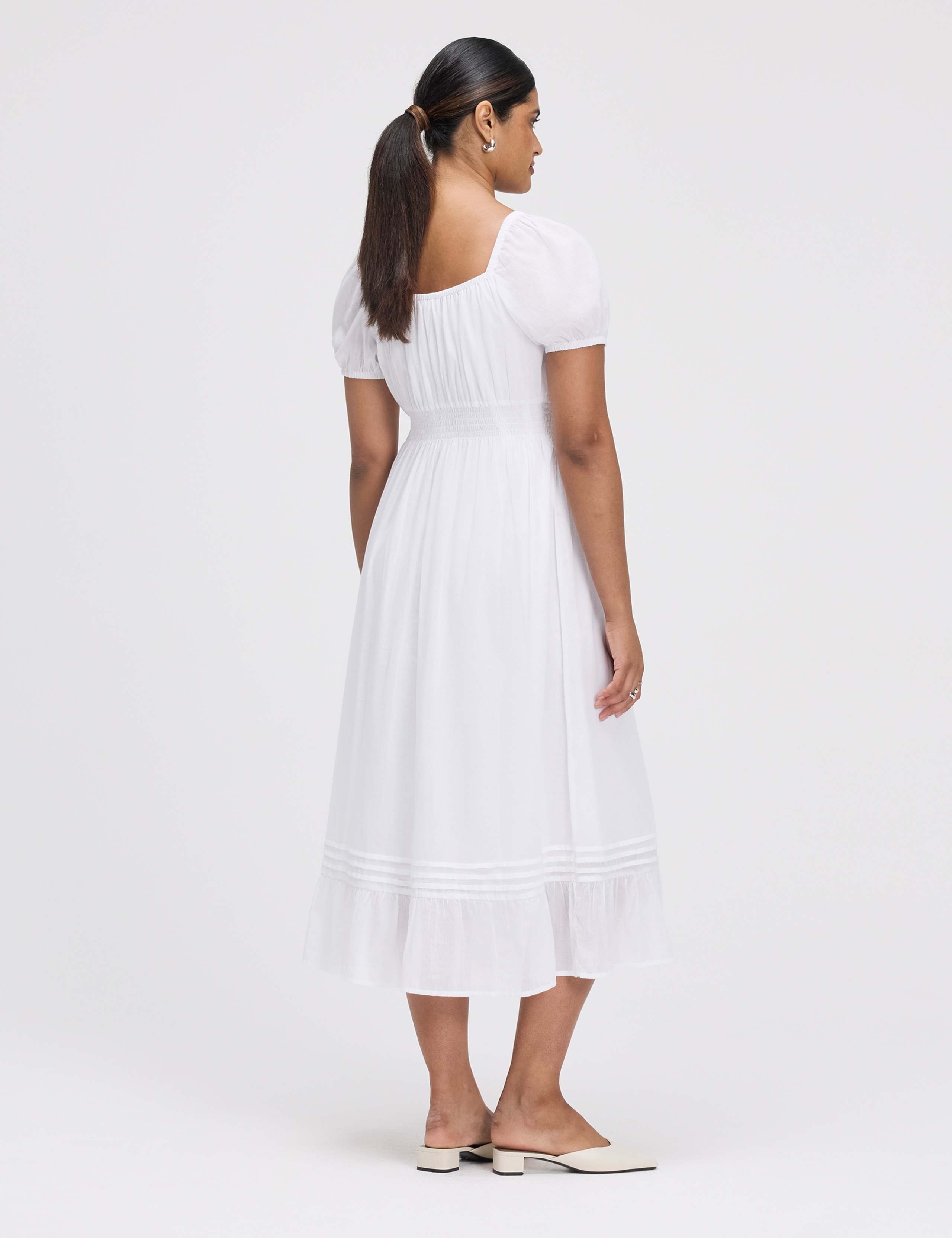 Pure Cotton Square Neck Midi Smock Dress 5 of 5