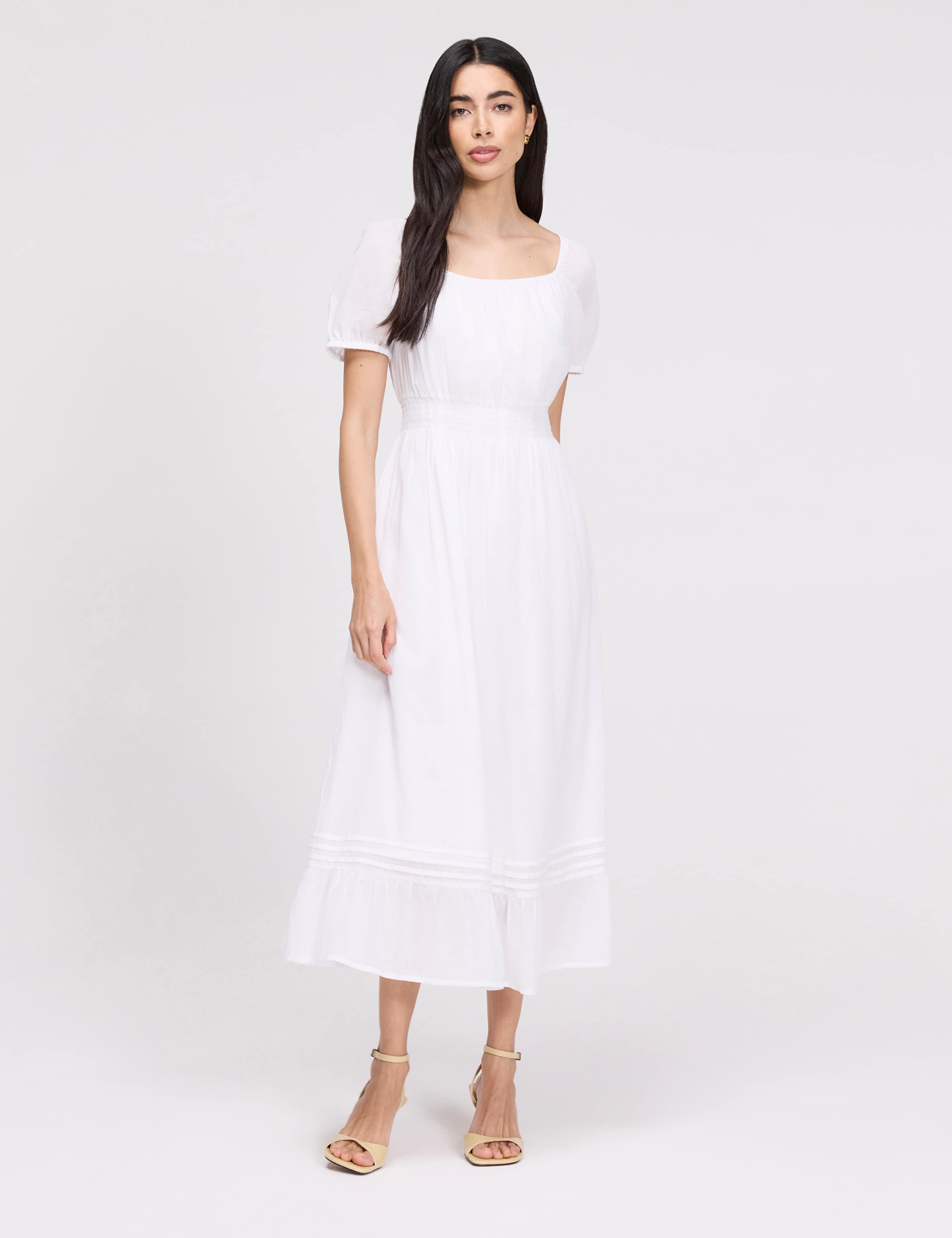 Pure Cotton Square Neck Midi Smock Dress 6 of 8