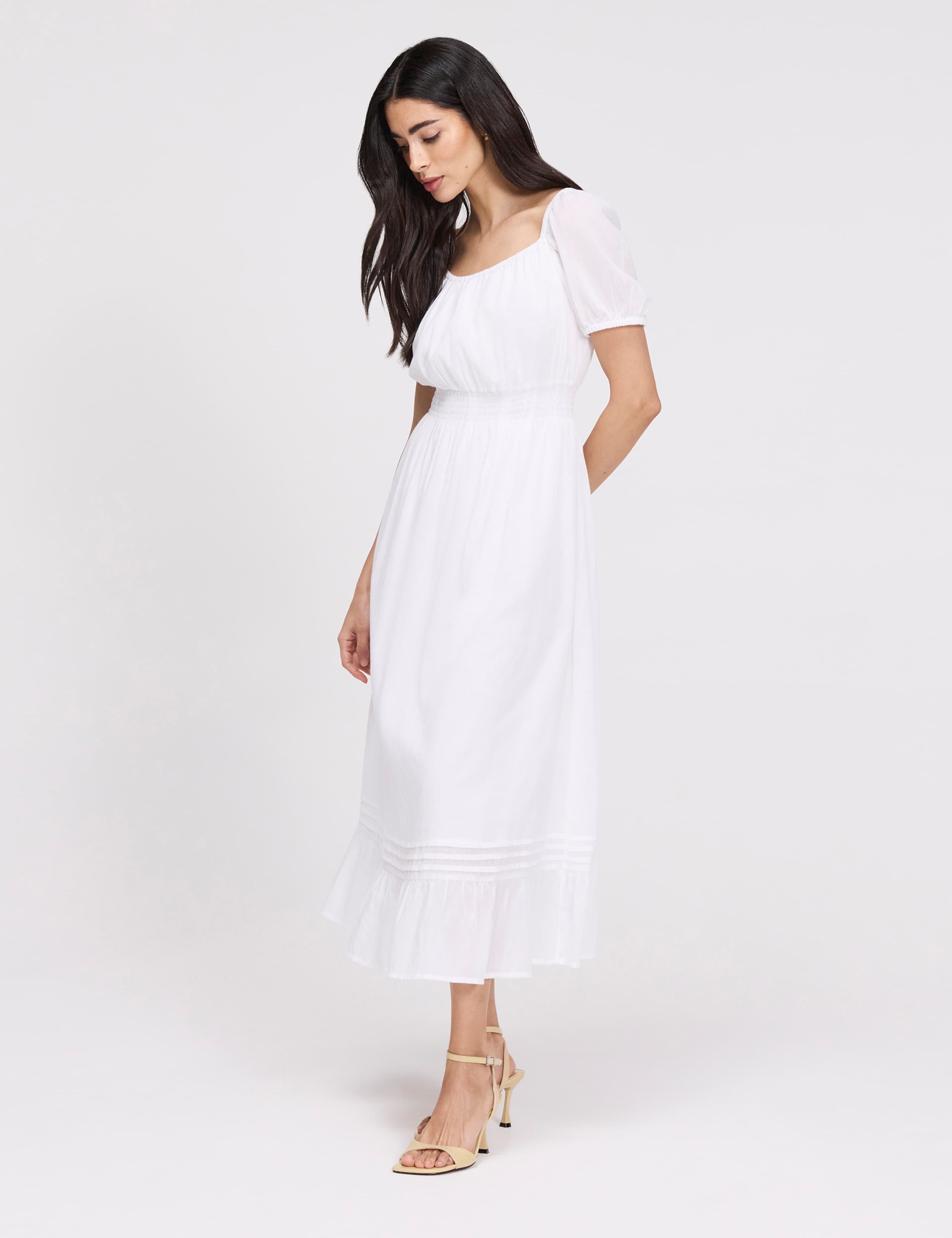 Pure Cotton Square Neck Midi Smock Dress 7 of 8
