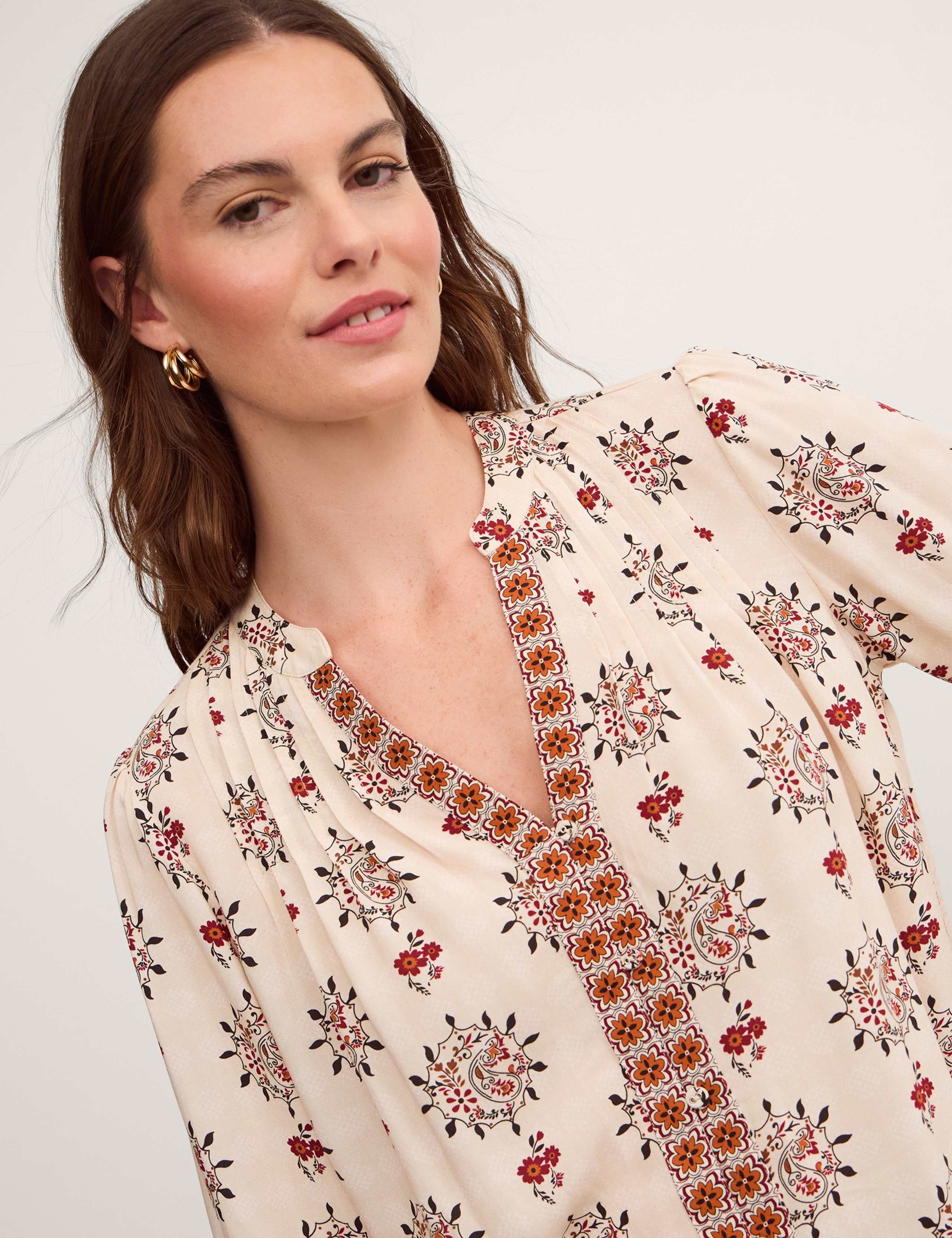 Floral Notch Neck Button Through Shirt 3 of 4