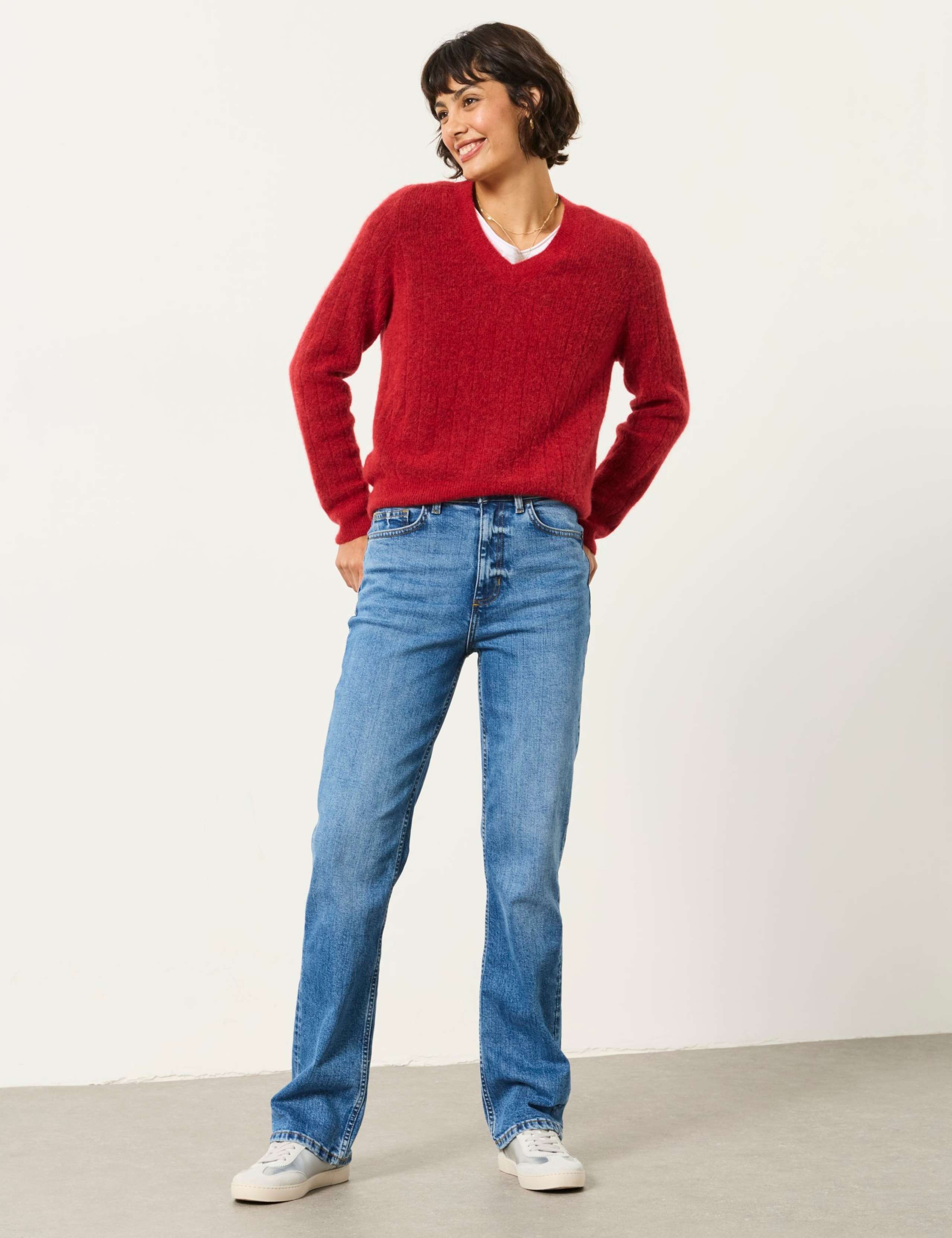 High Waisted Button Front Straight Leg Jeans 5 of 6