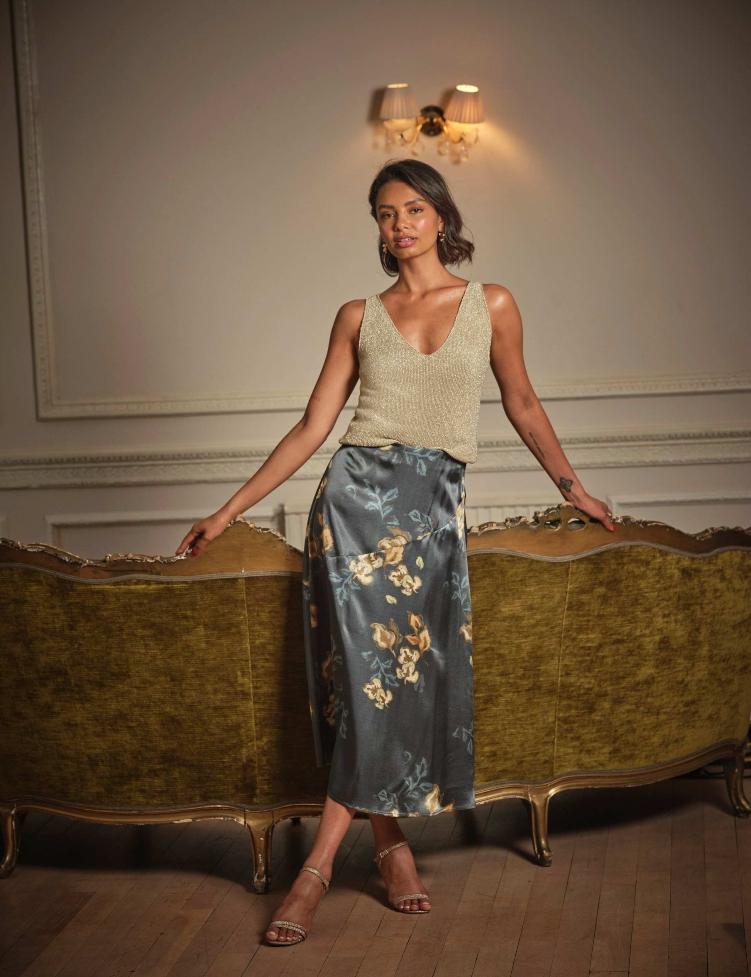 Floral Midi A-Line Skirt 3 of 3