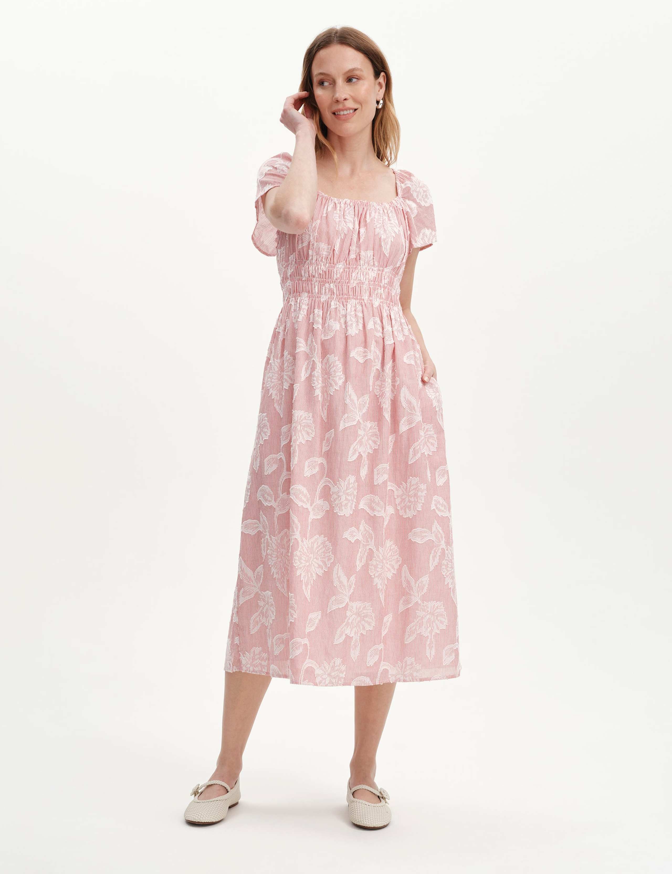 Pure Cotton Elasticated Waist Midi Dress 3 of 7