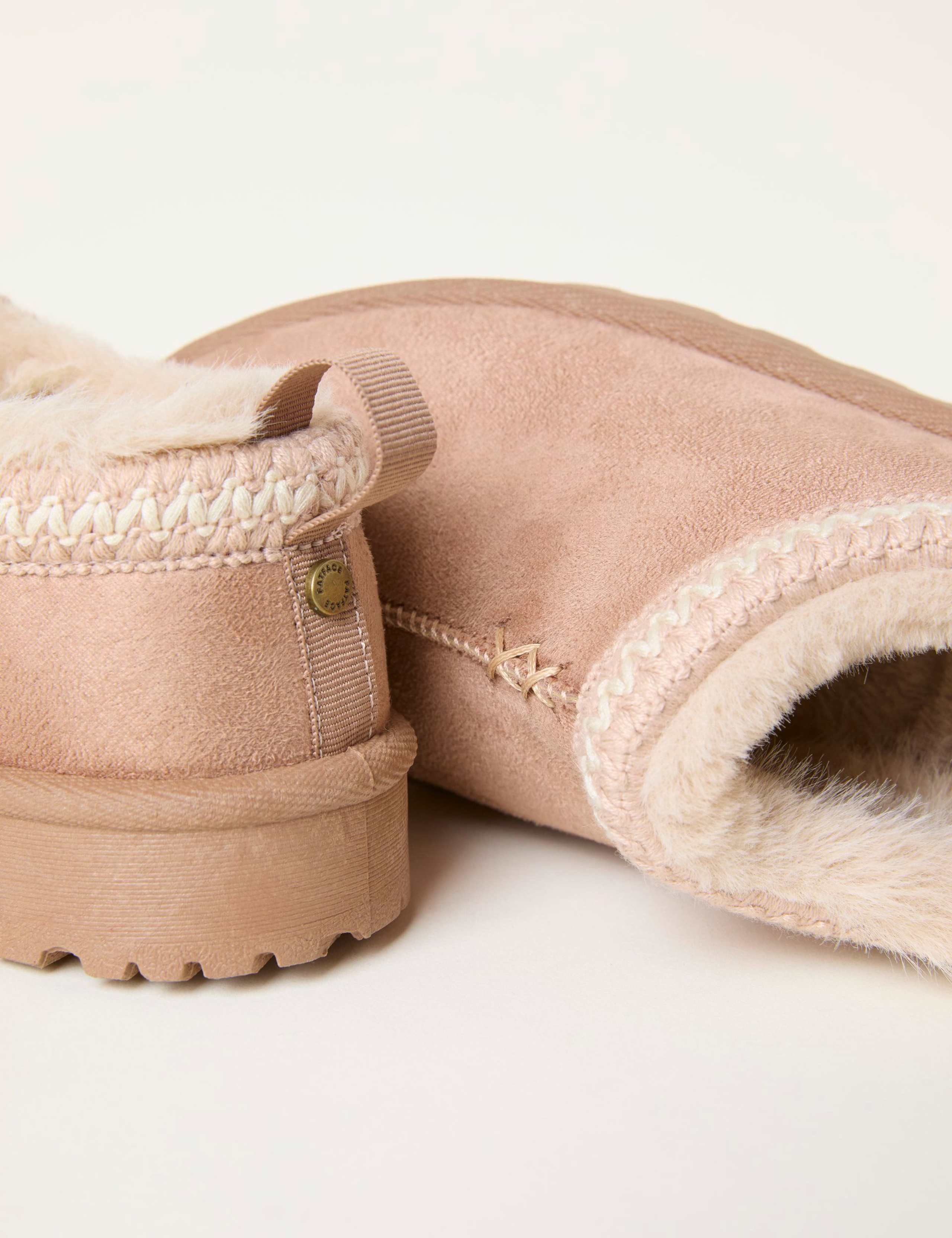 Suede Faux Fur Lined Mule Slippers 3 of 3