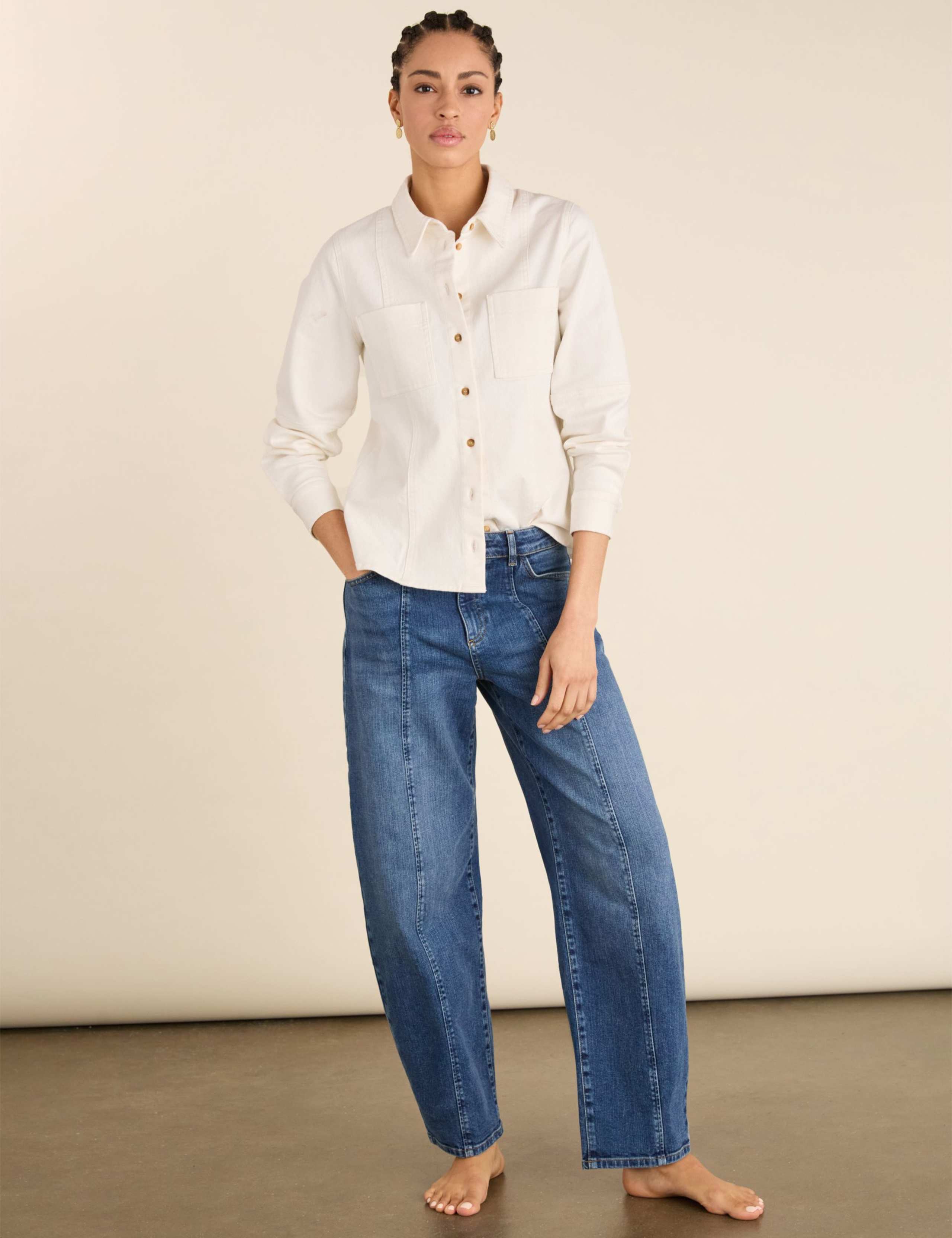 High Waisted Barrel Leg Jeans 1 of 8