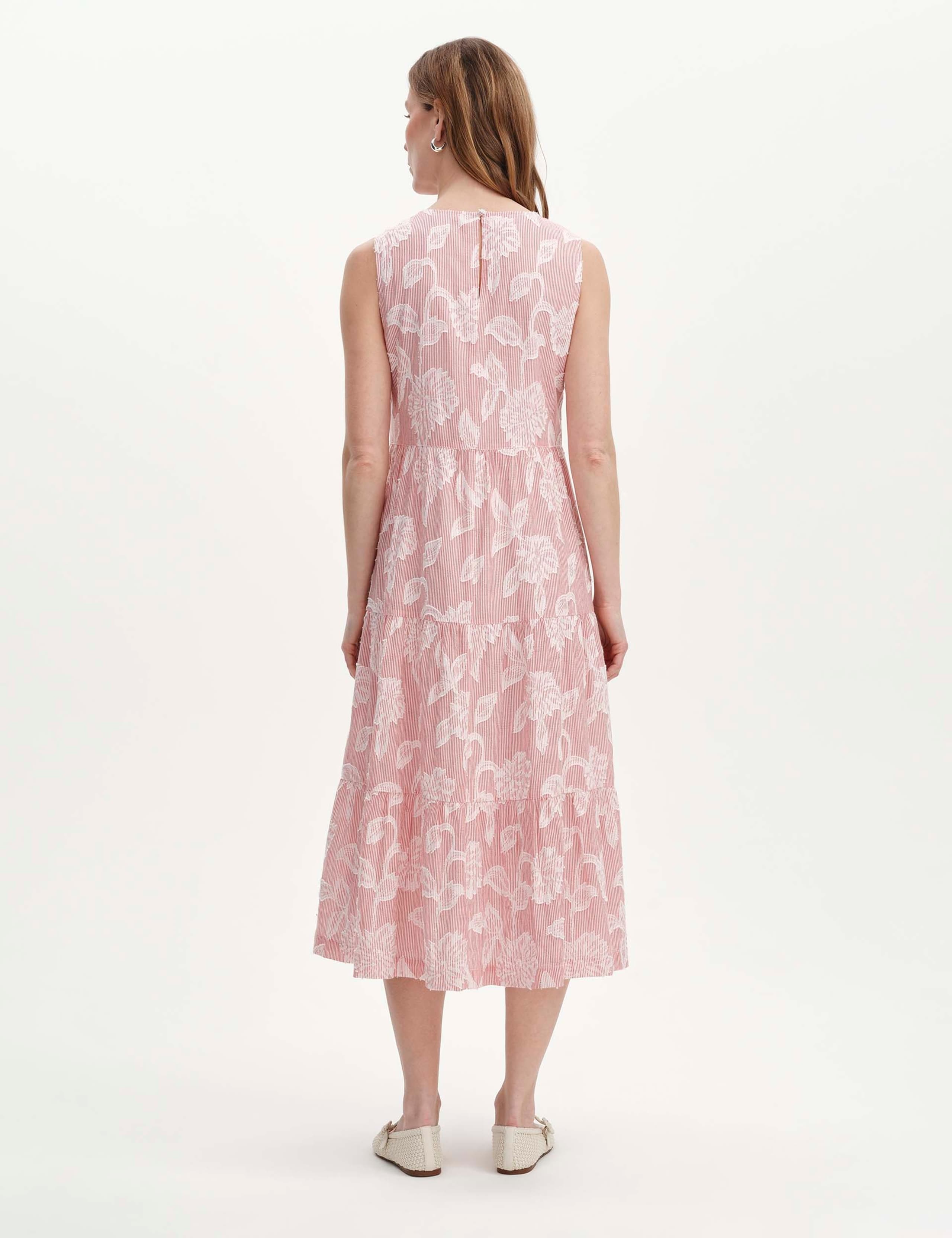 Pure Cotton Jacquard Midi Tiered Dress 3 of 7