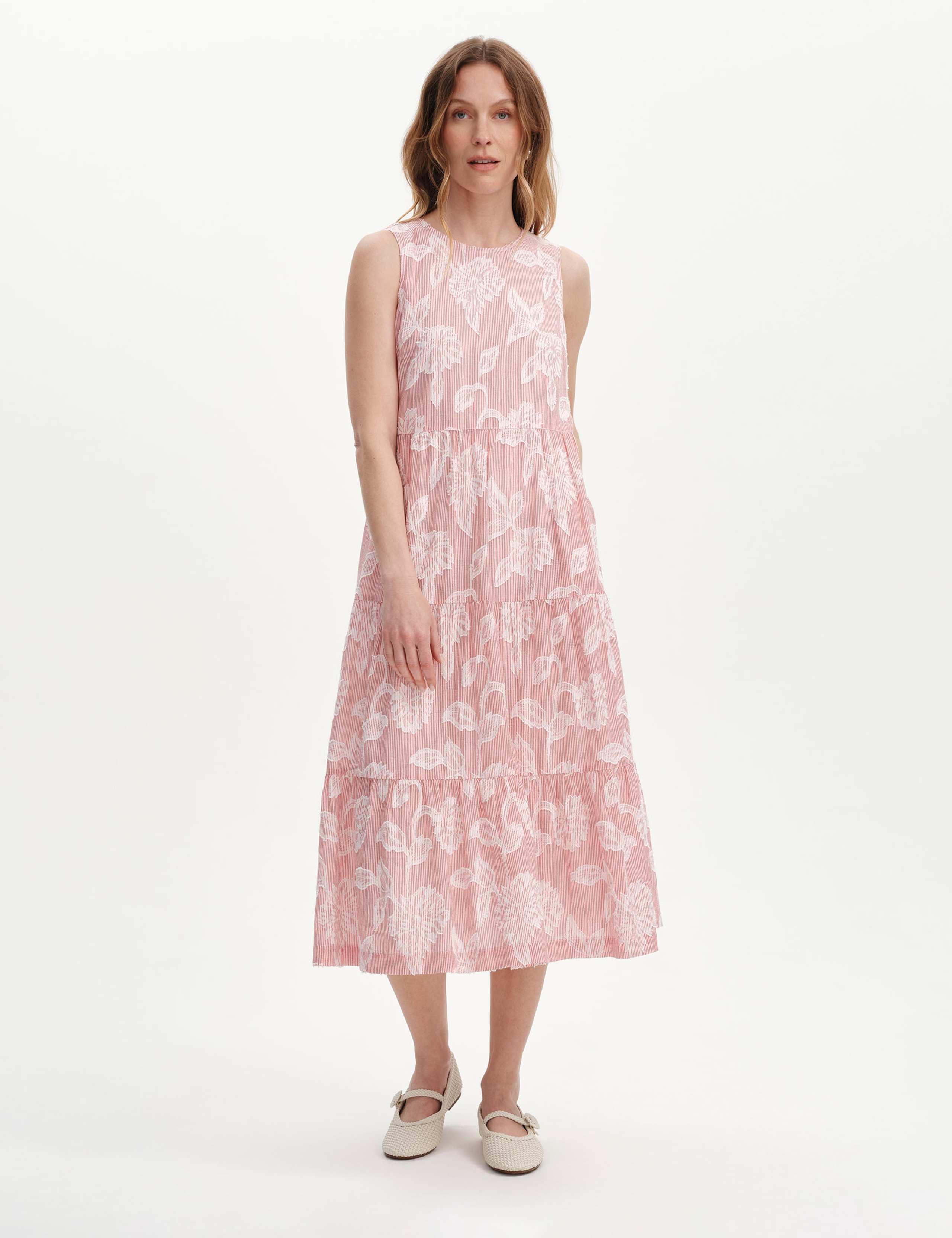 Pure Cotton Jacquard Midi Tiered Dress 5 of 7