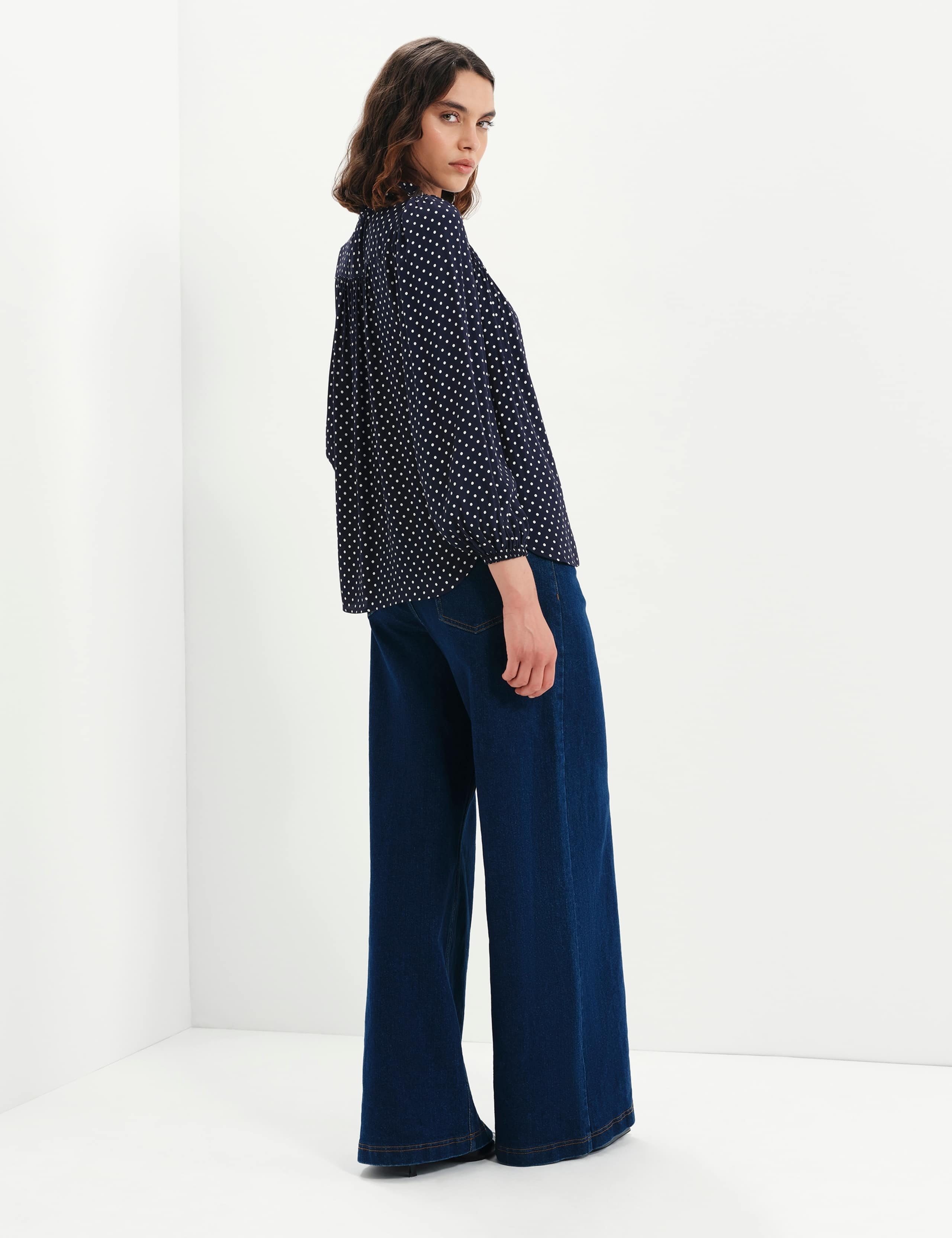 Polka Dot V-Neck Blouse 2 of 11
