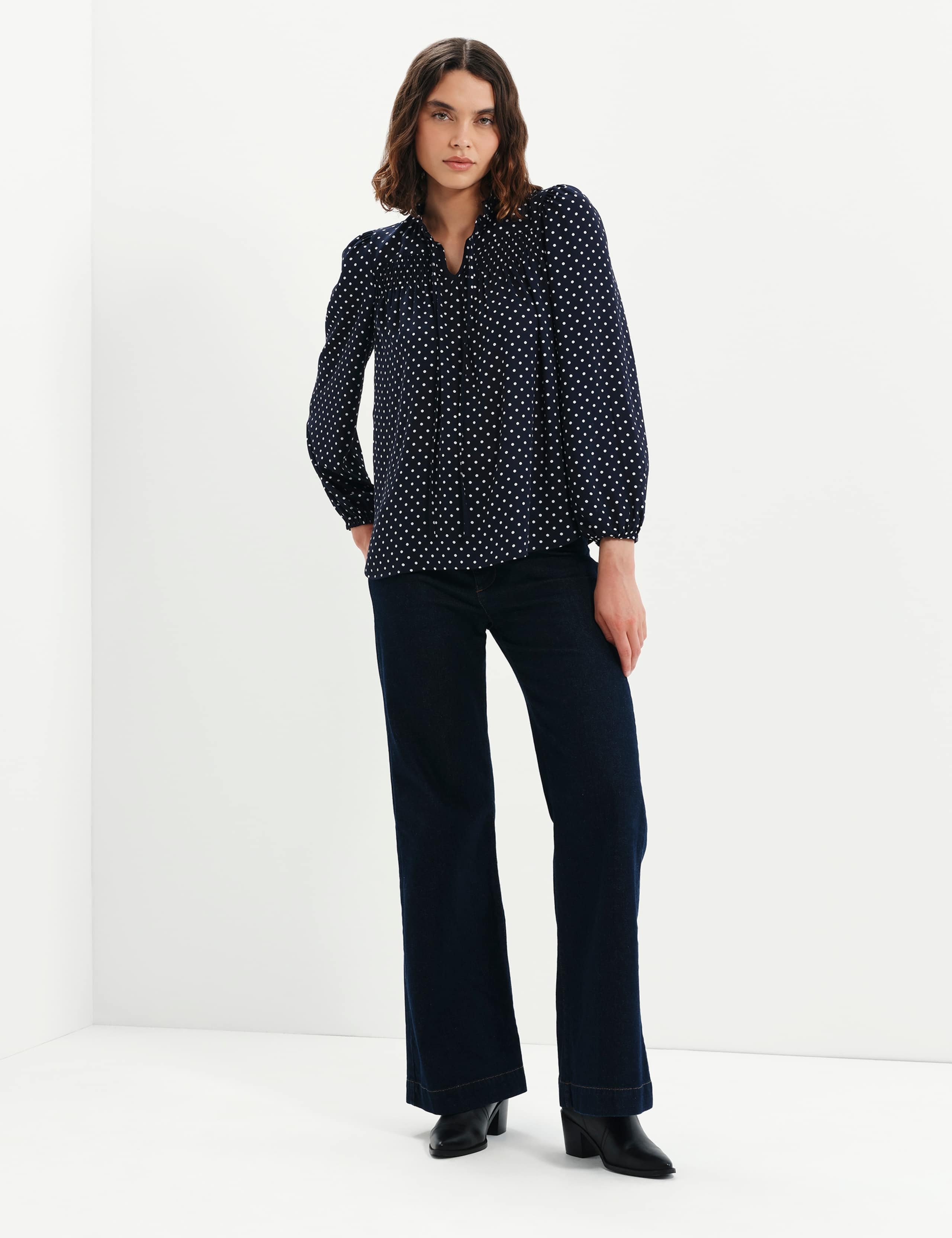 Polka Dot V-Neck Blouse 5 of 11
