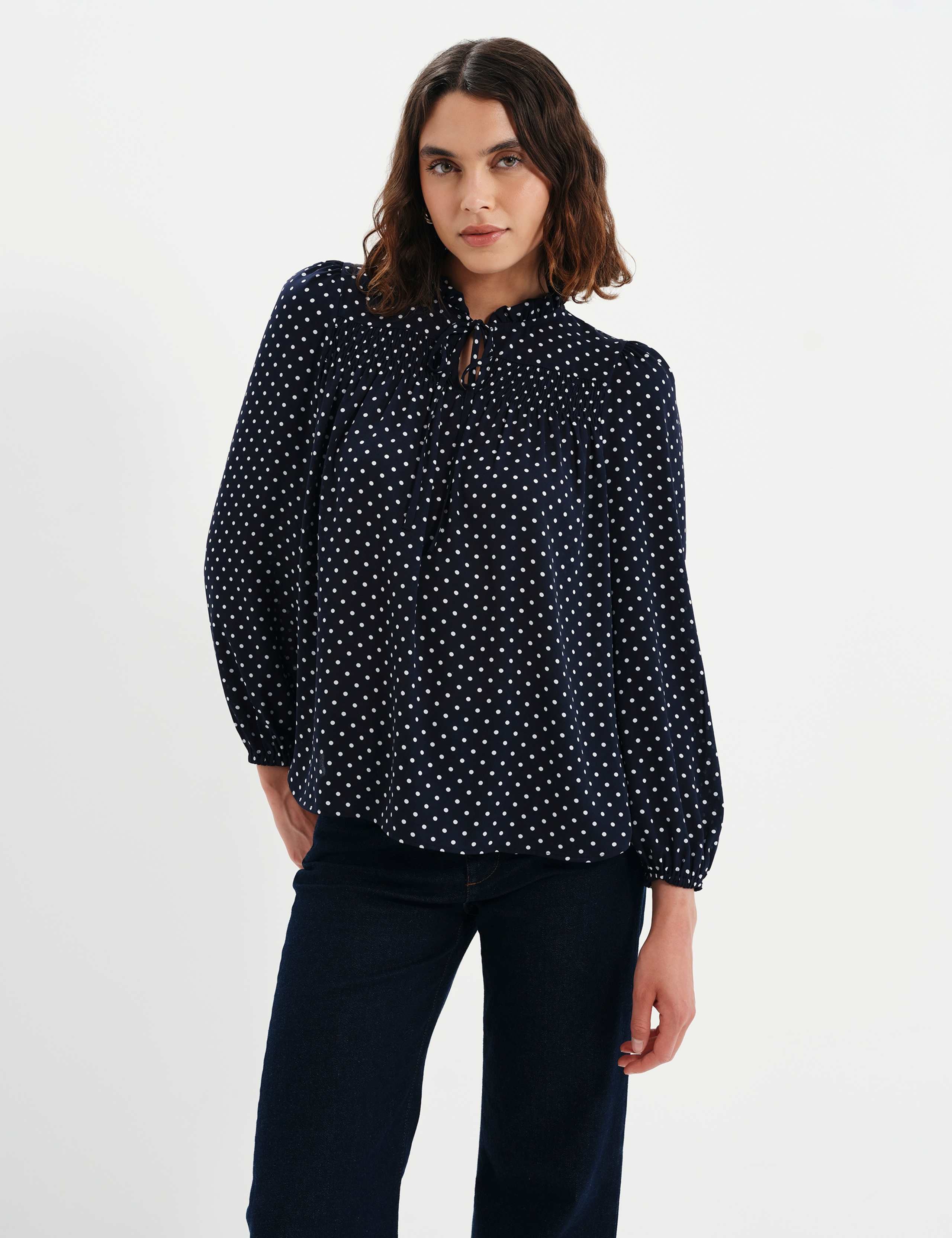 Polka Dot V-Neck Blouse 10 of 11