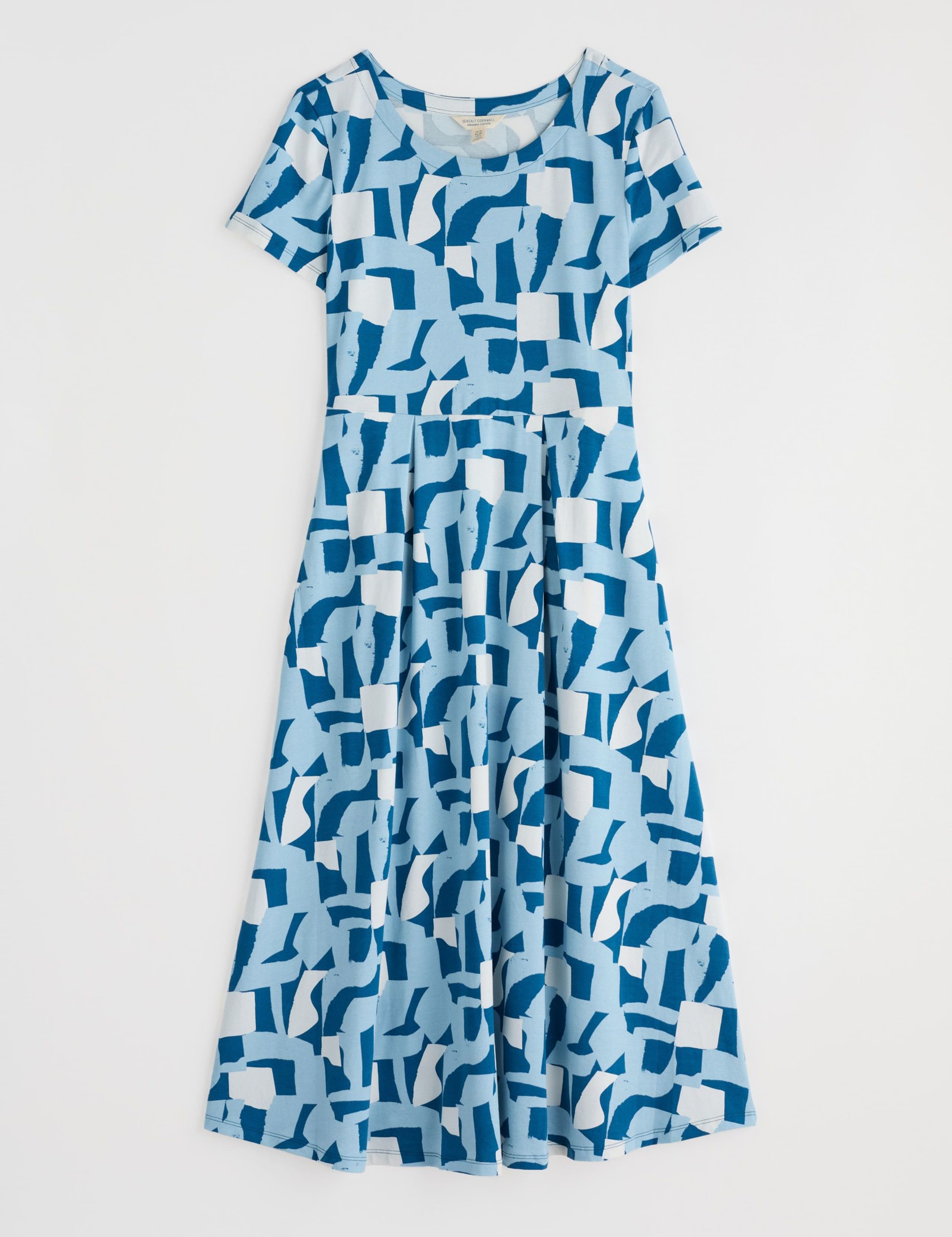 Cotton Rich Geometric Midi Waisted Dress 2 of 4