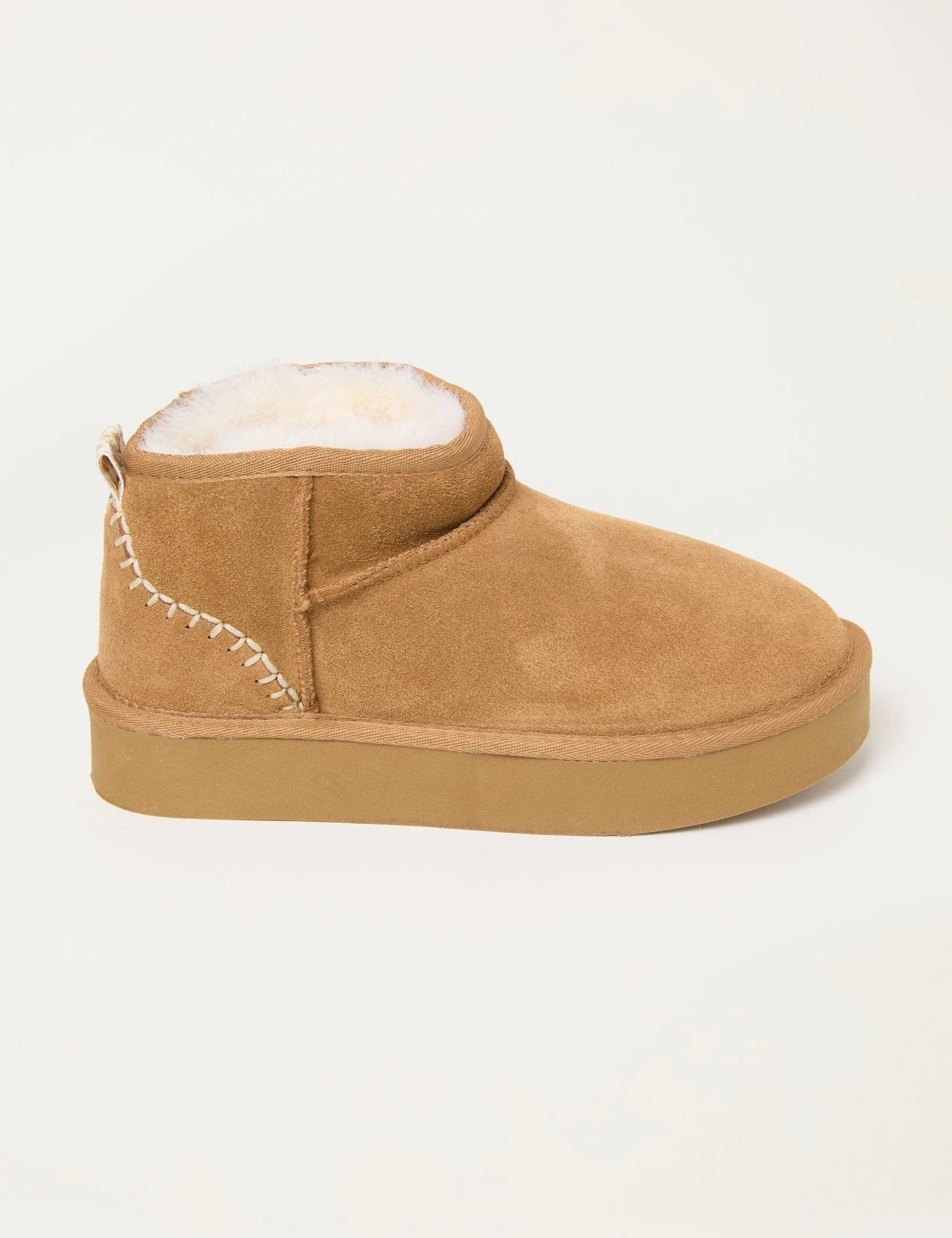 Suede Faux Fur Lined Slipper Boots 1 of 3