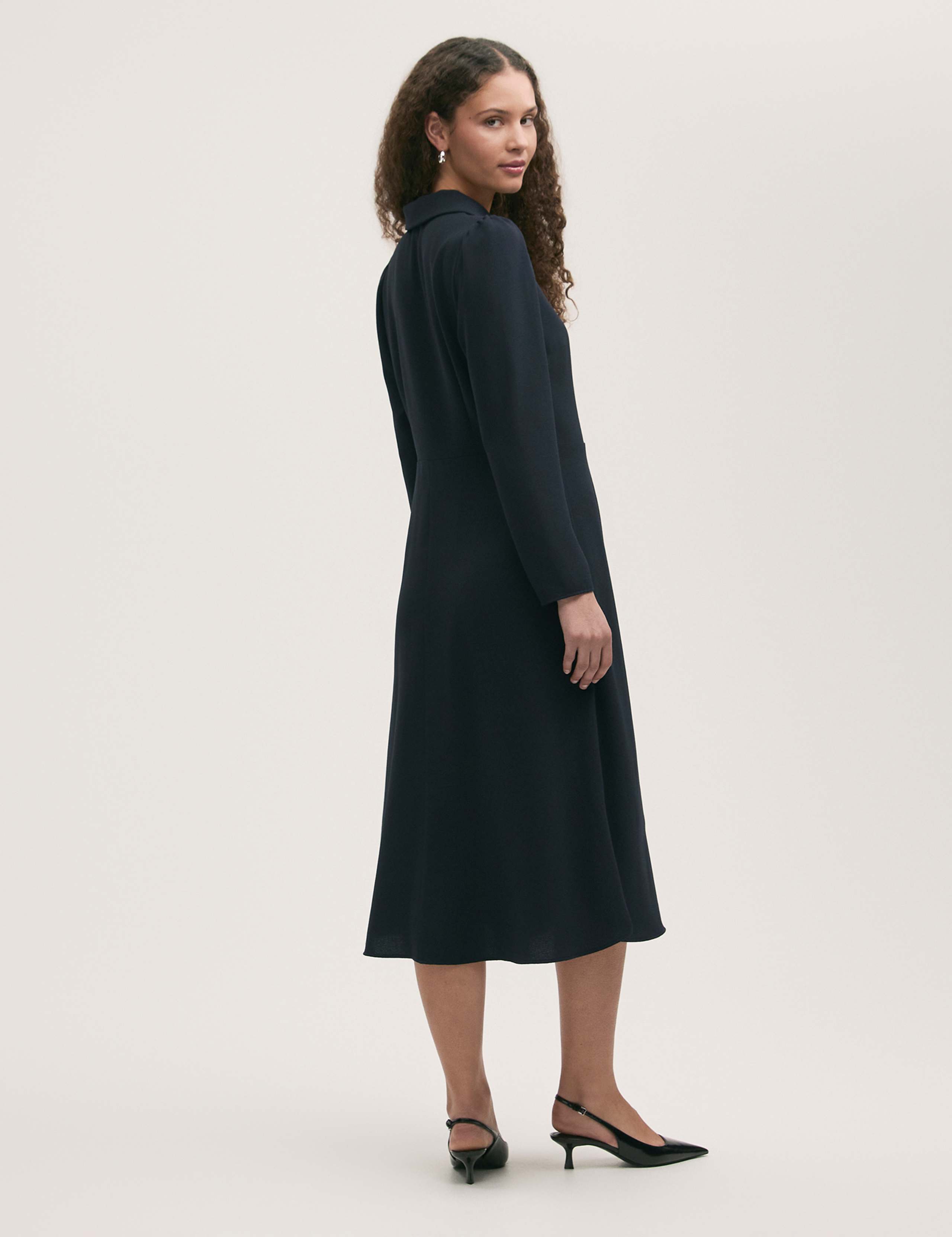Crepe Textured Midi Shirt Dress 2 of 4