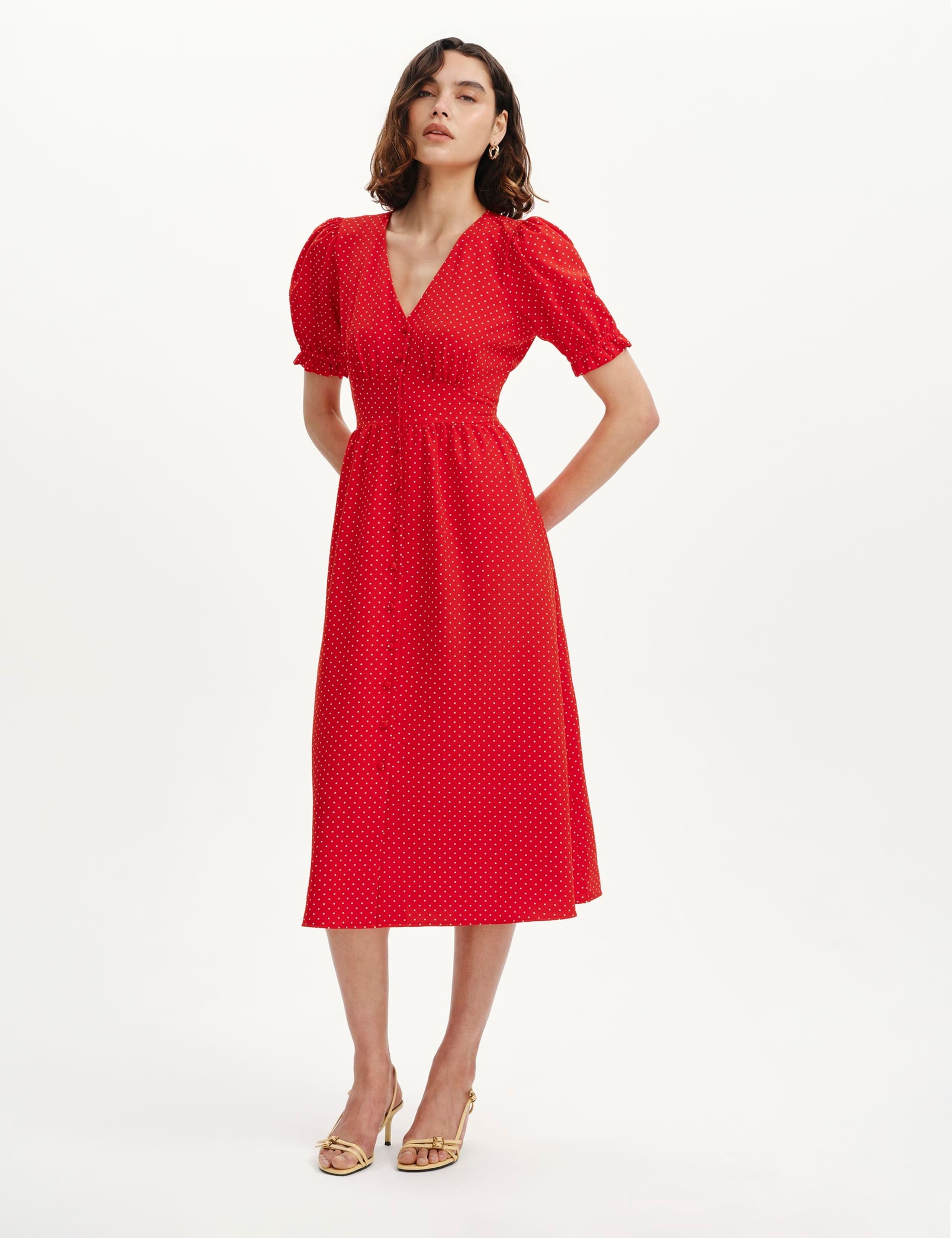 Printed V-Neck Midi Tea Dress 2 of 6