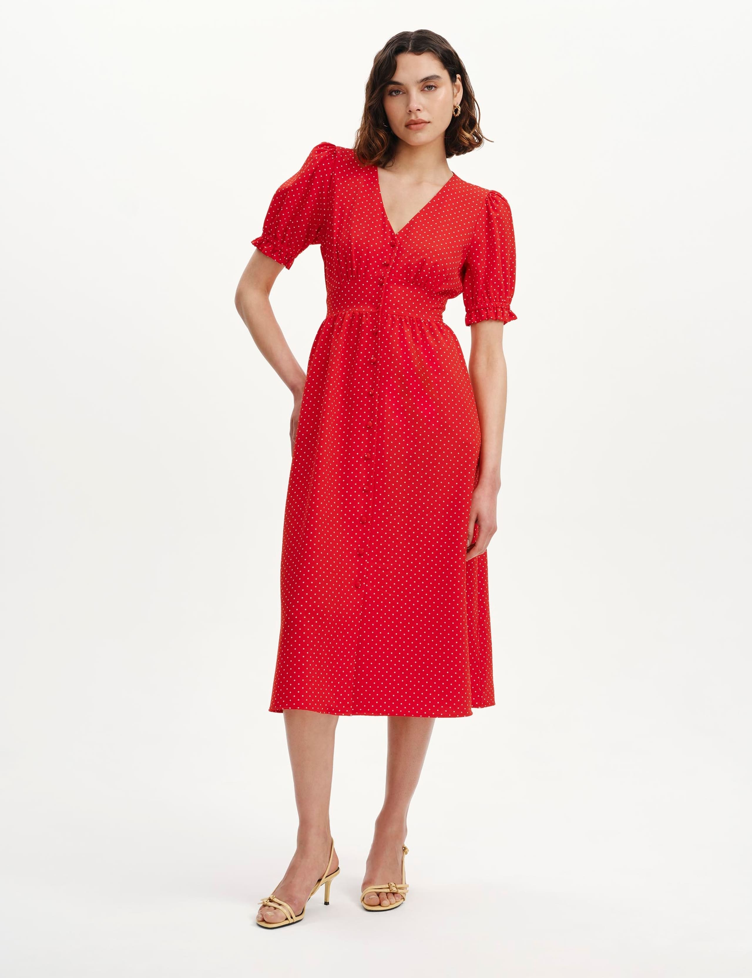 Printed V-Neck Midi Tea Dress 4 of 6