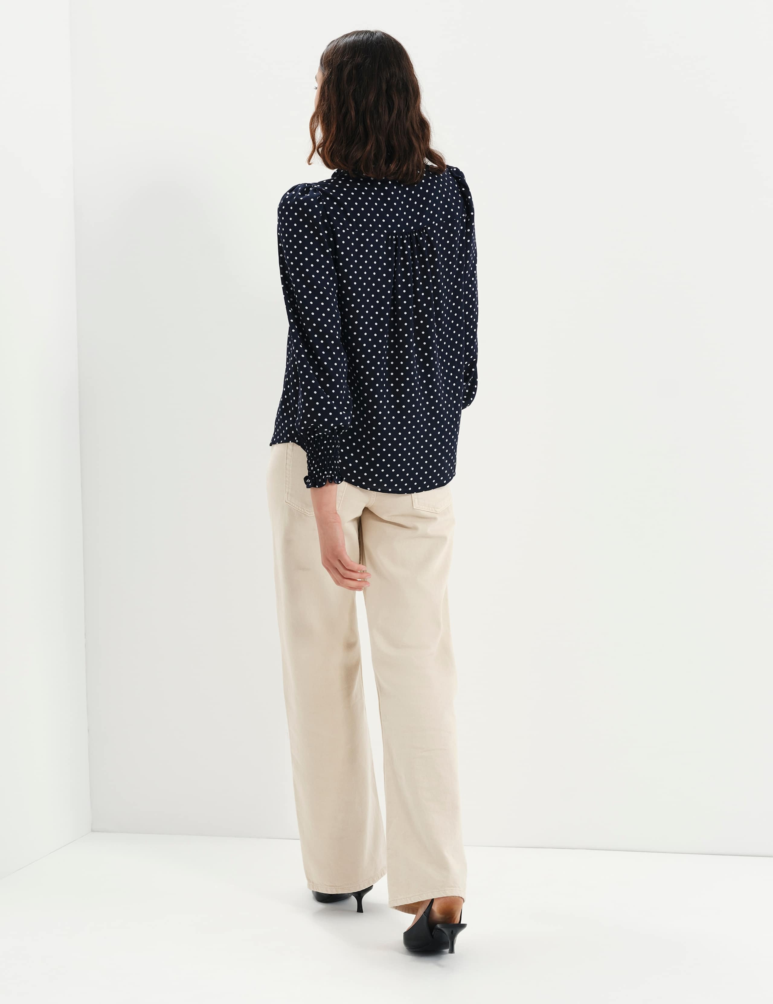 Polka Dot Pussybow Blouson Sleeve Blouse 2 of 7