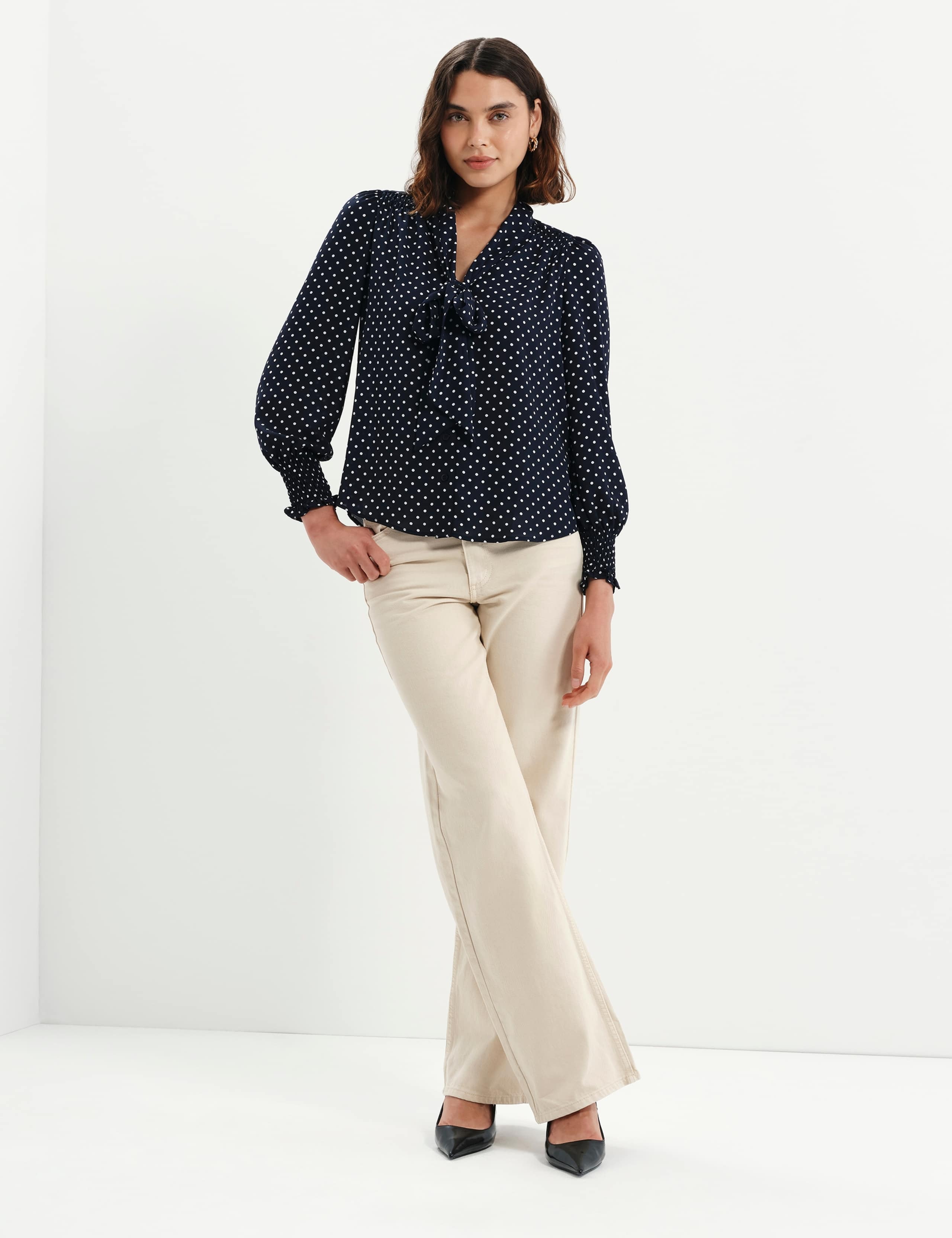 Polka Dot Pussybow Blouson Sleeve Blouse 3 of 7