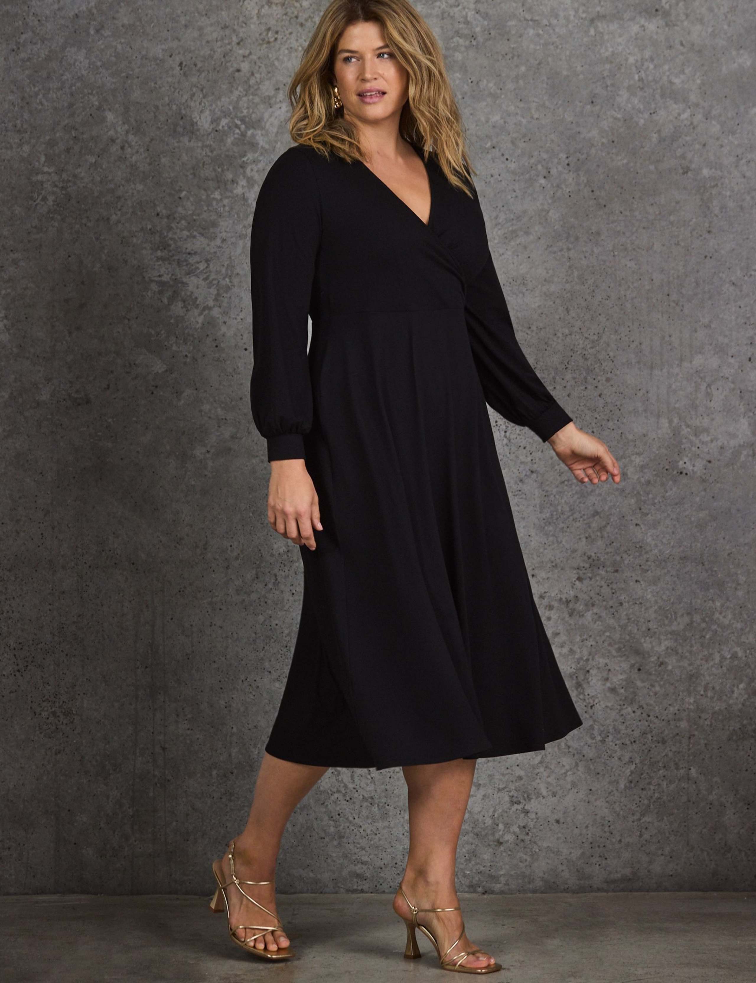 Jersey V-Neck Midi Wrap Dress 6 of 7