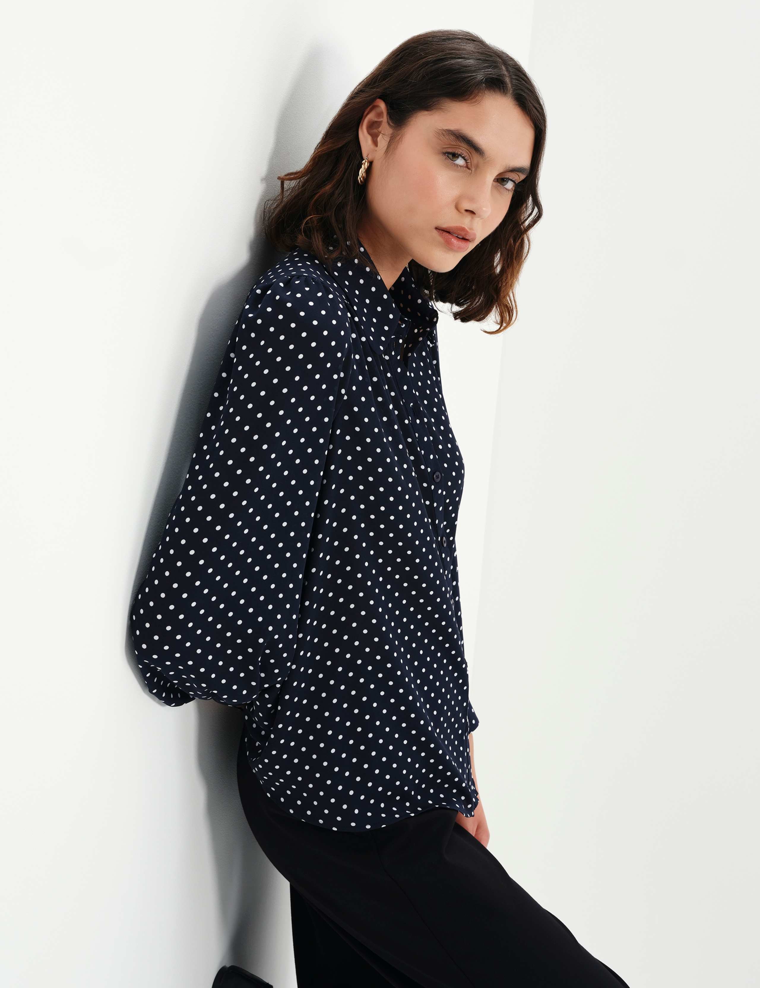 Crepe Polka Dot Button Through Blouse 2 of 7