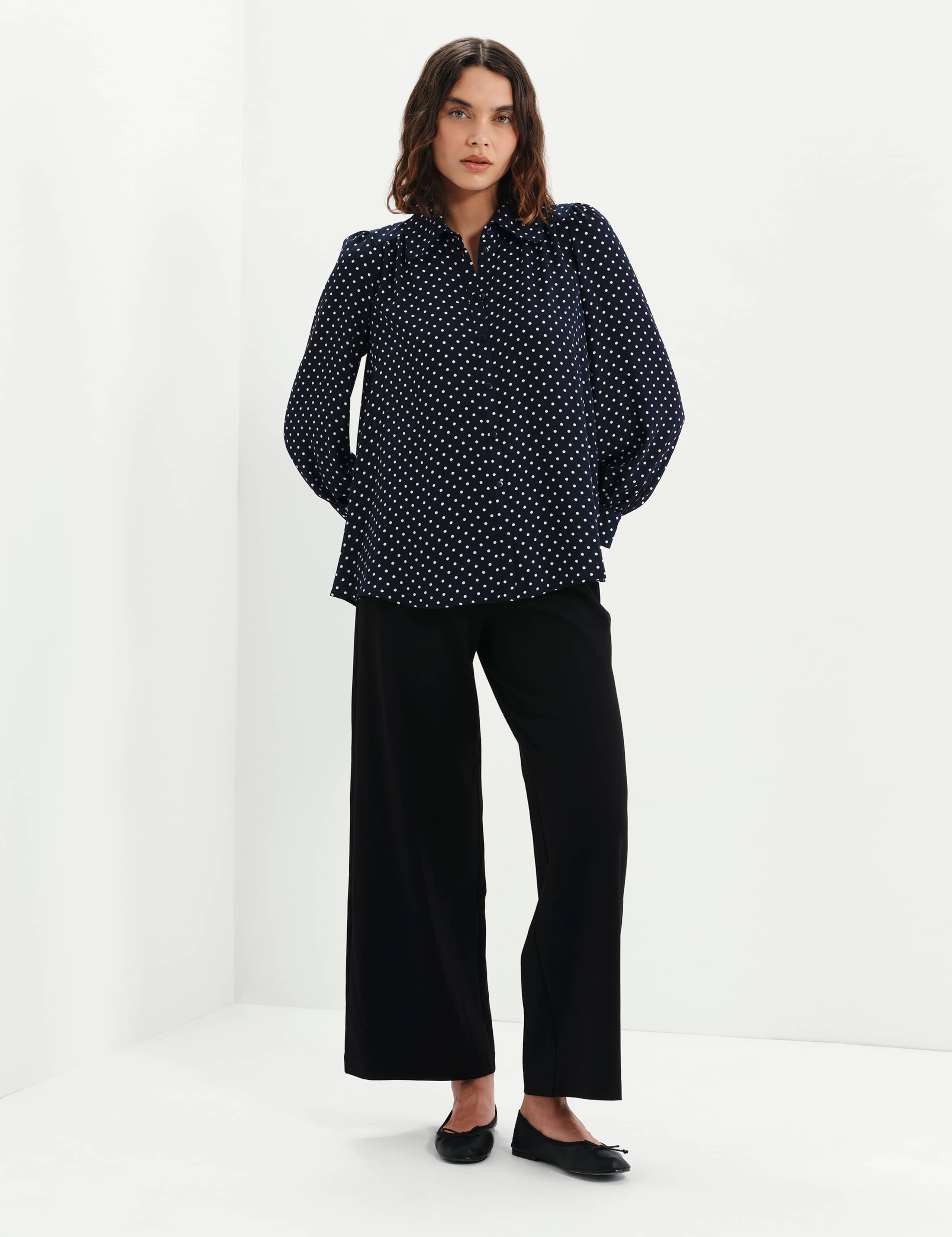 Crepe Polka Dot Button Through Blouse 4 of 7