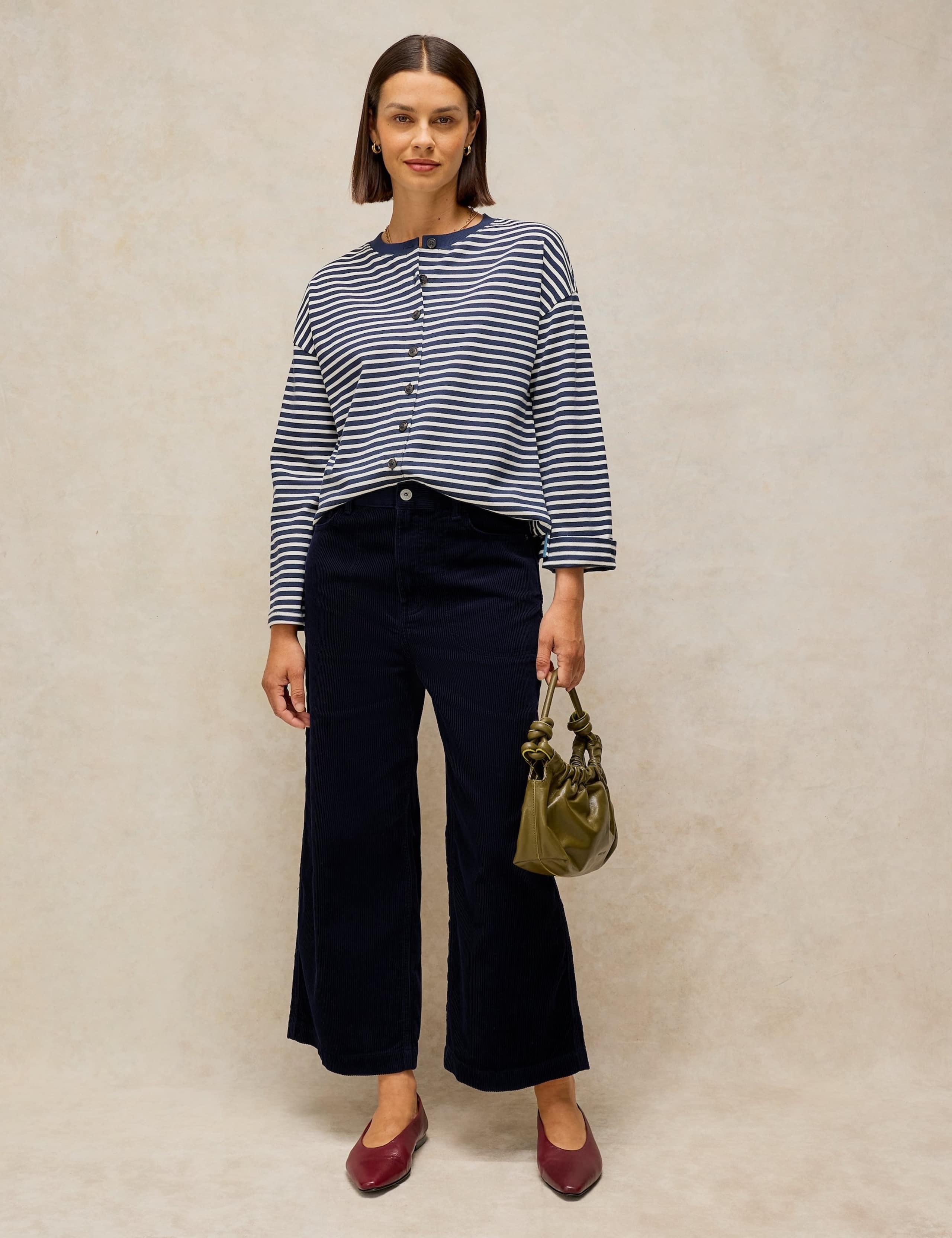 Cord Wide Leg Cropped Trousers 3 of 6