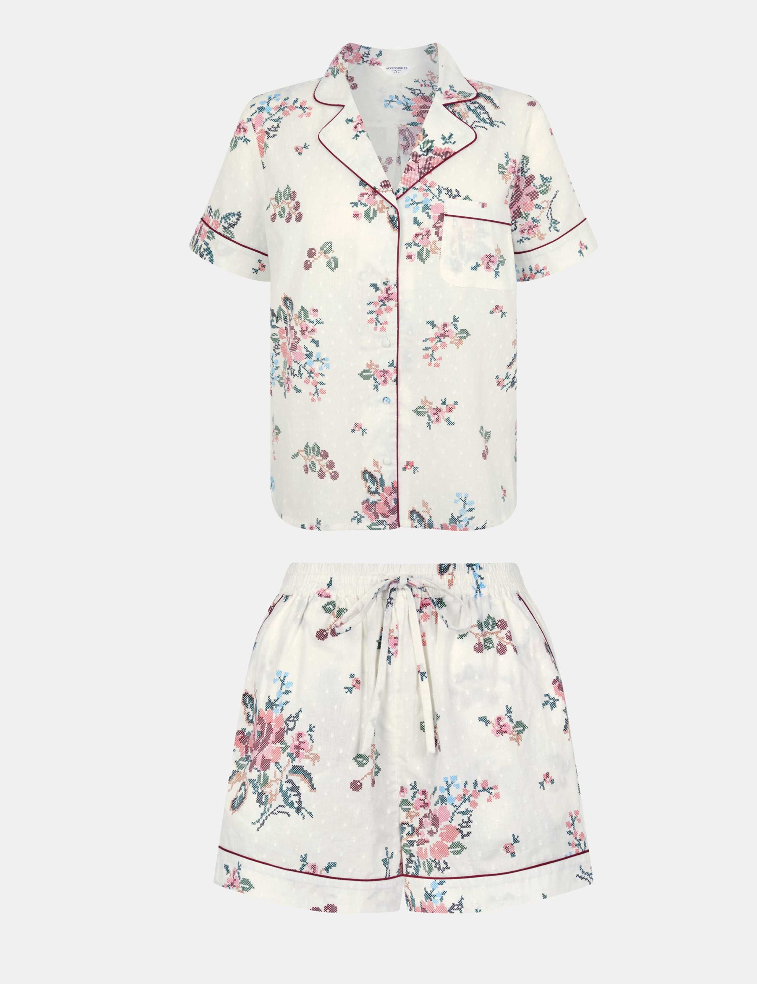 Pure Cotton Floral Shortie Set 5 of 5