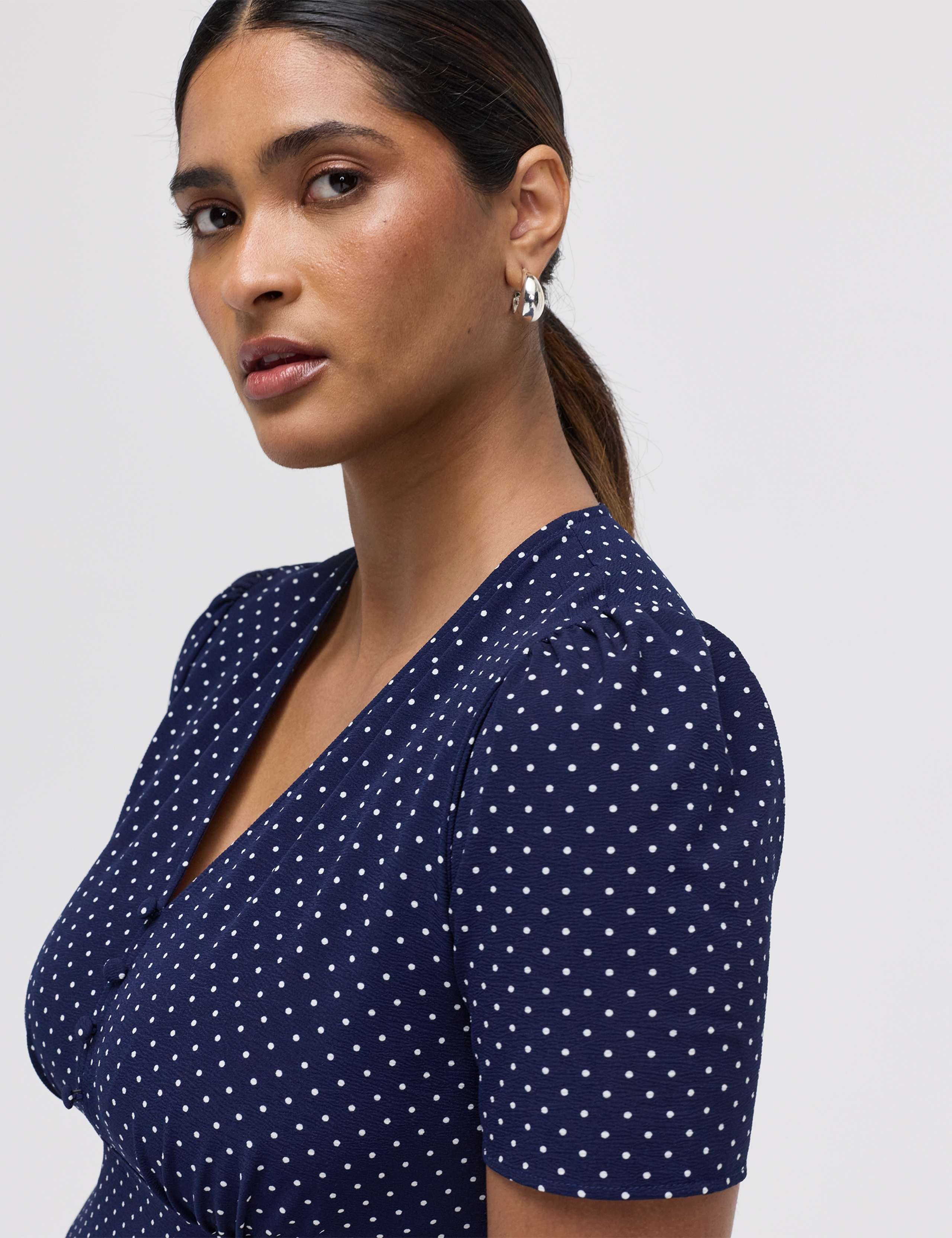 Polka Dot V-Neck Midi Tea Dress 5 of 5