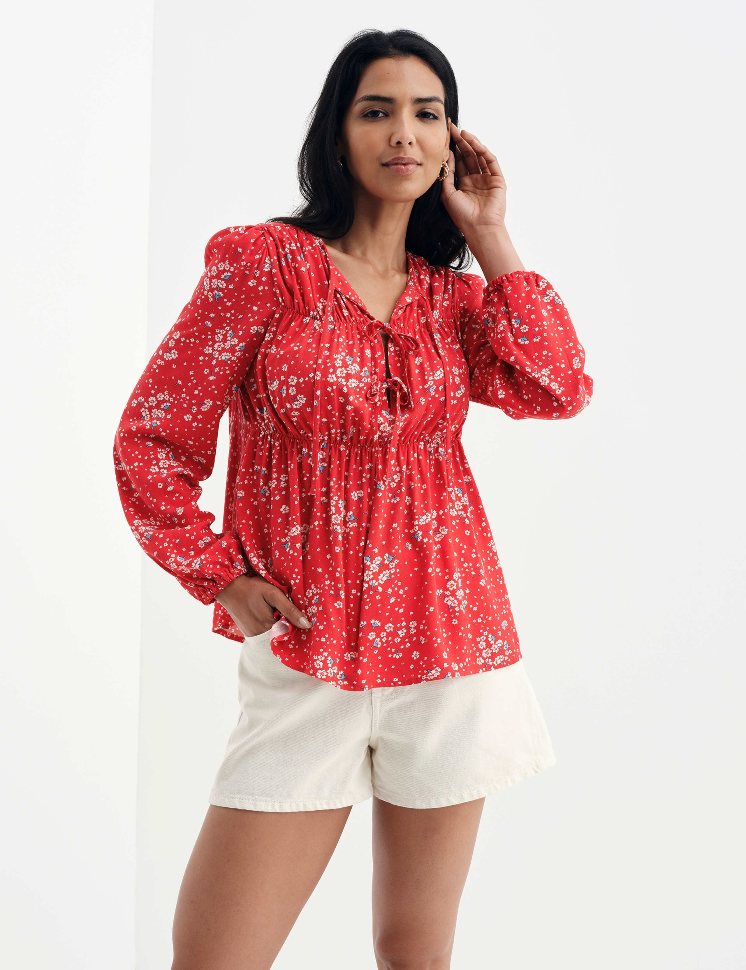Printed Tie Neck Top 2 of 7