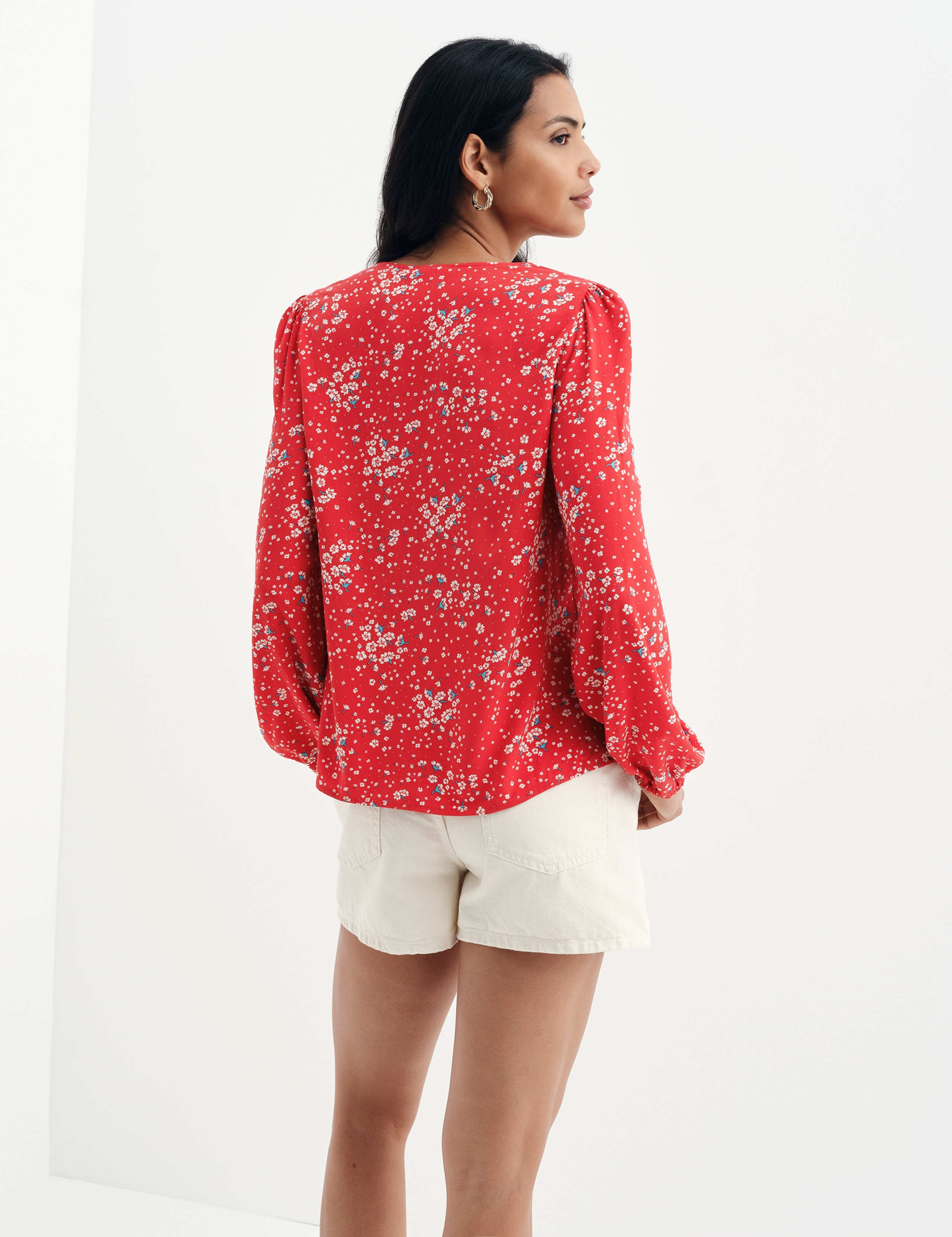 Printed Tie Neck Top 6 of 7