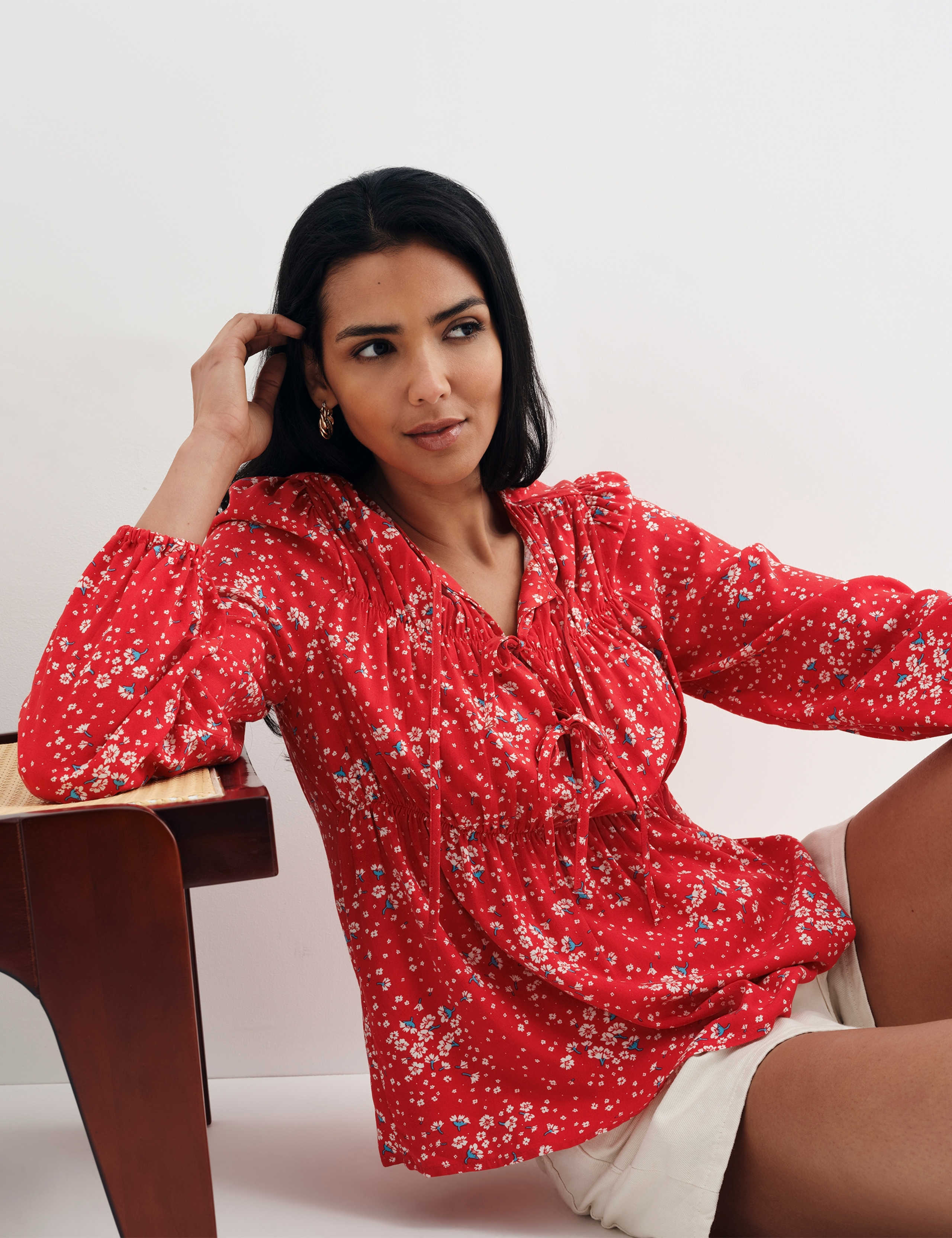 Printed Tie Neck Top 7 of 7