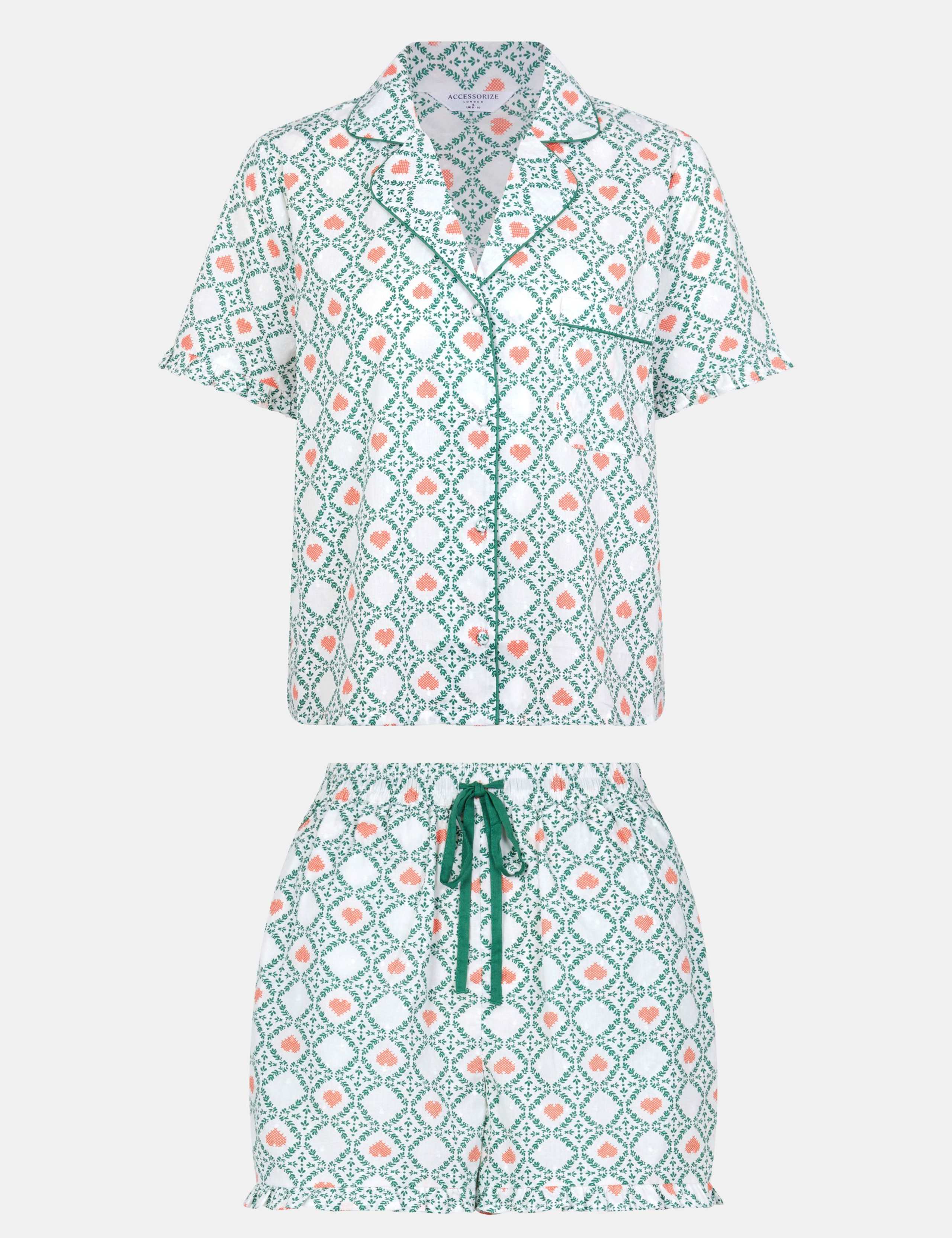 Pure Cotton Heart Print Shortie Set 4 of 4