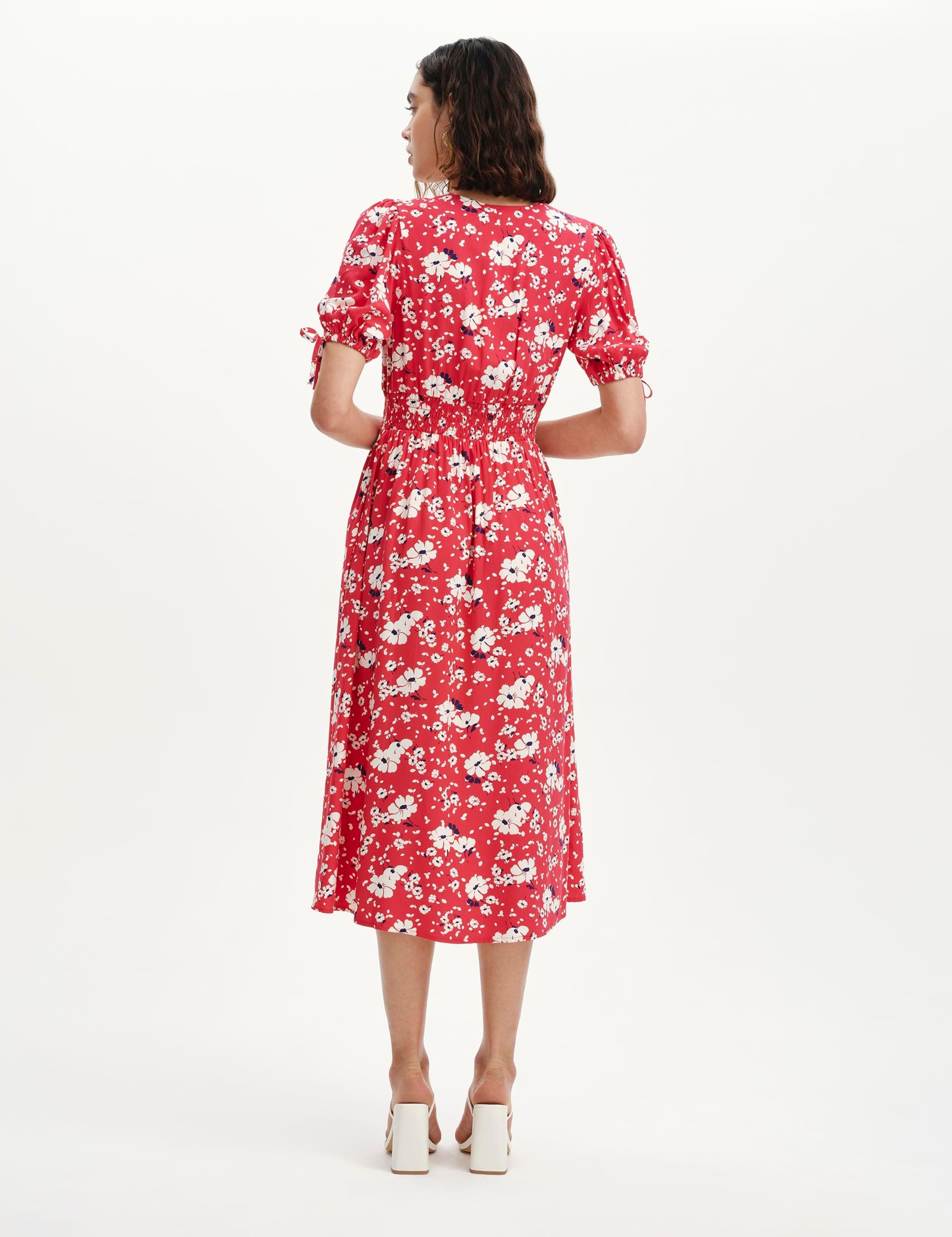 Floral Shirred Button Through Midi Dress 3 of 5