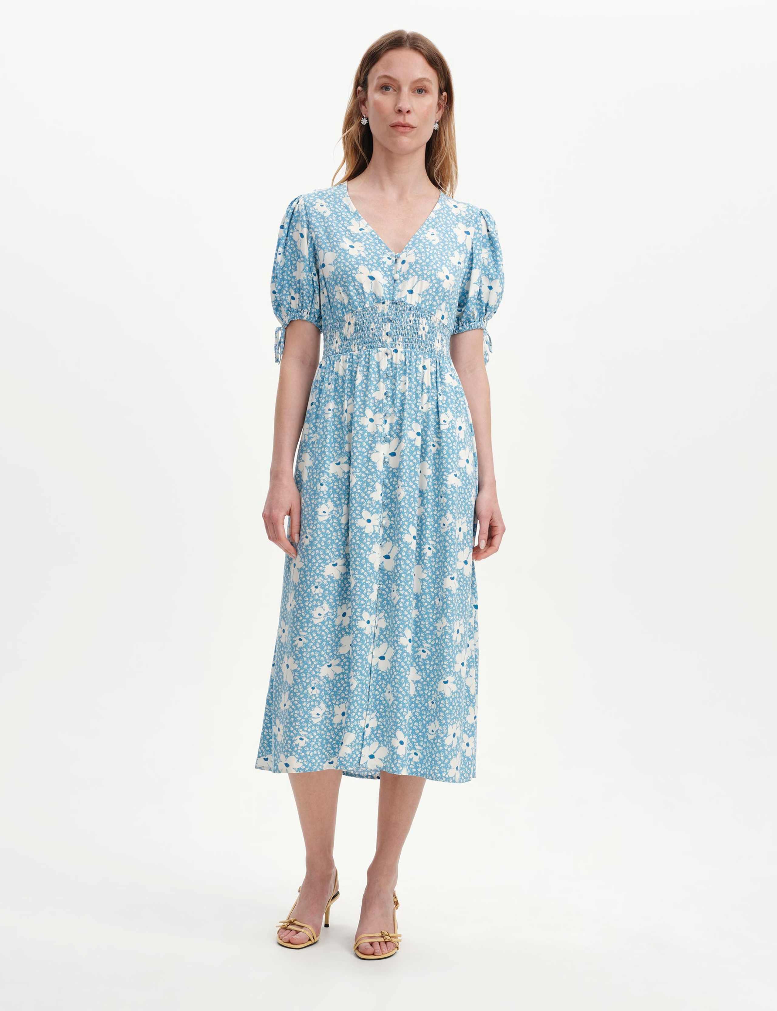 Floral Shirred Button Through Midi Dress 2 of 6